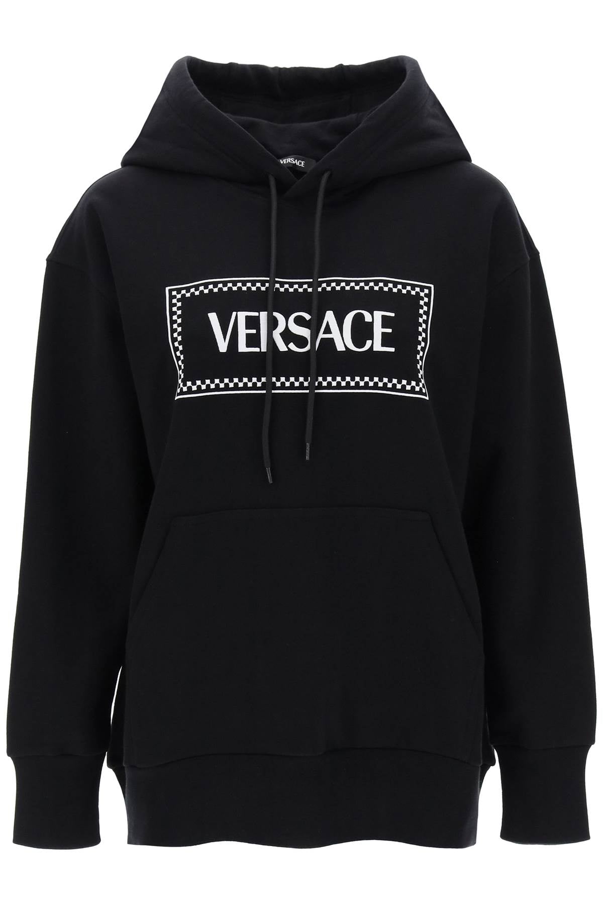 Versace-Felpa Con Cappuccio E Logo Ricamato-Donna