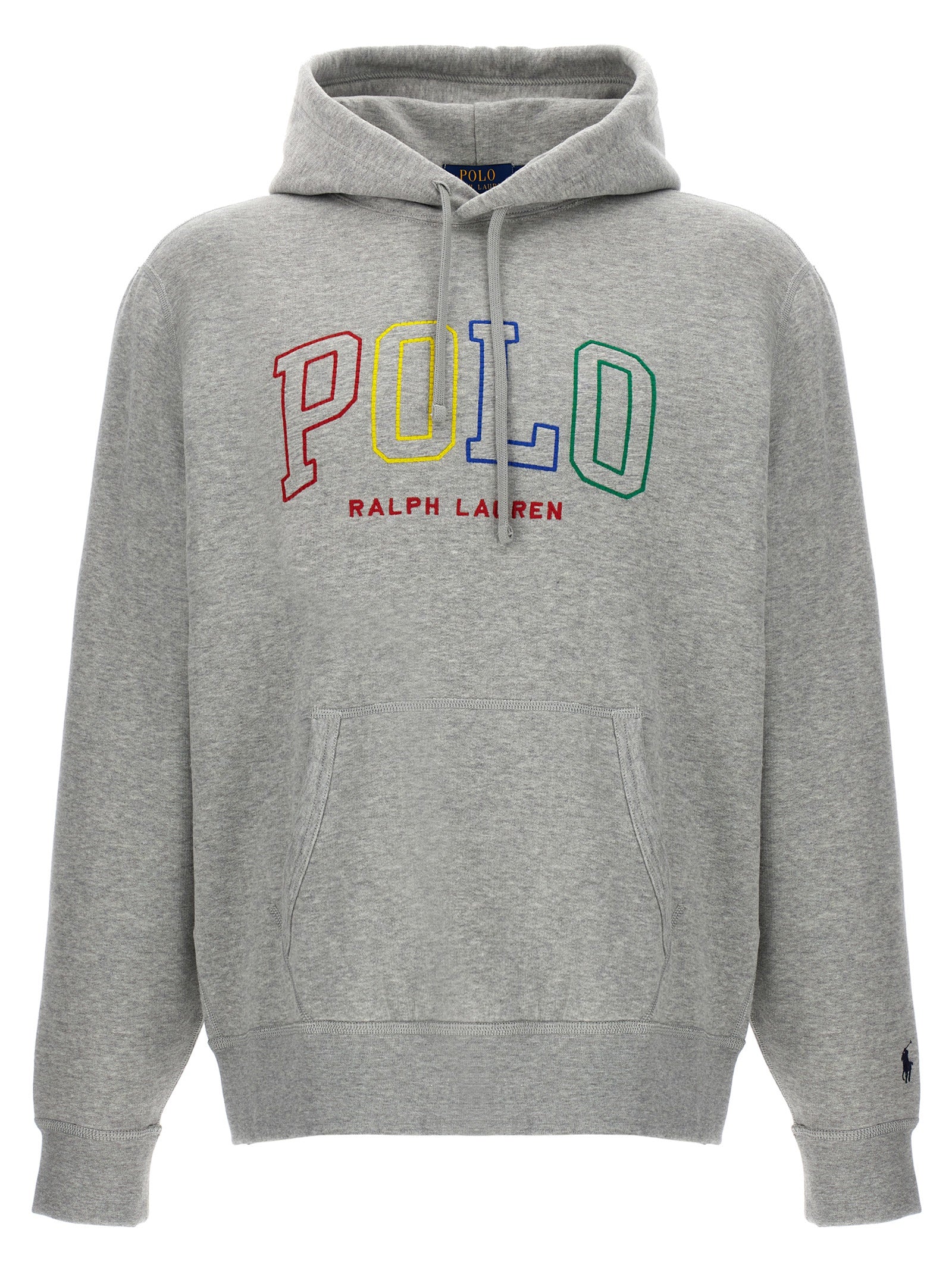 Polo Ralph Lauren-Logo Hoodie Felpe Grigio-Uomo