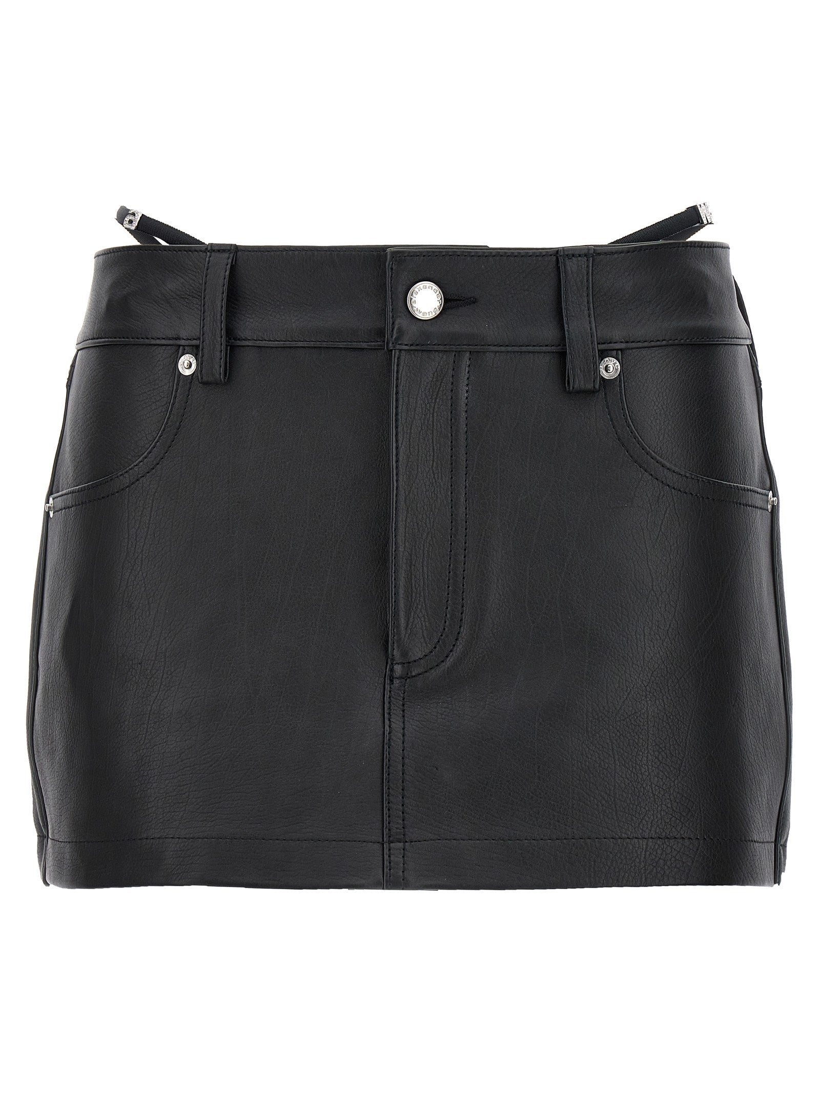 Alexander Wang-Thong Leather Skort Bermuda, Short Nero-Donna