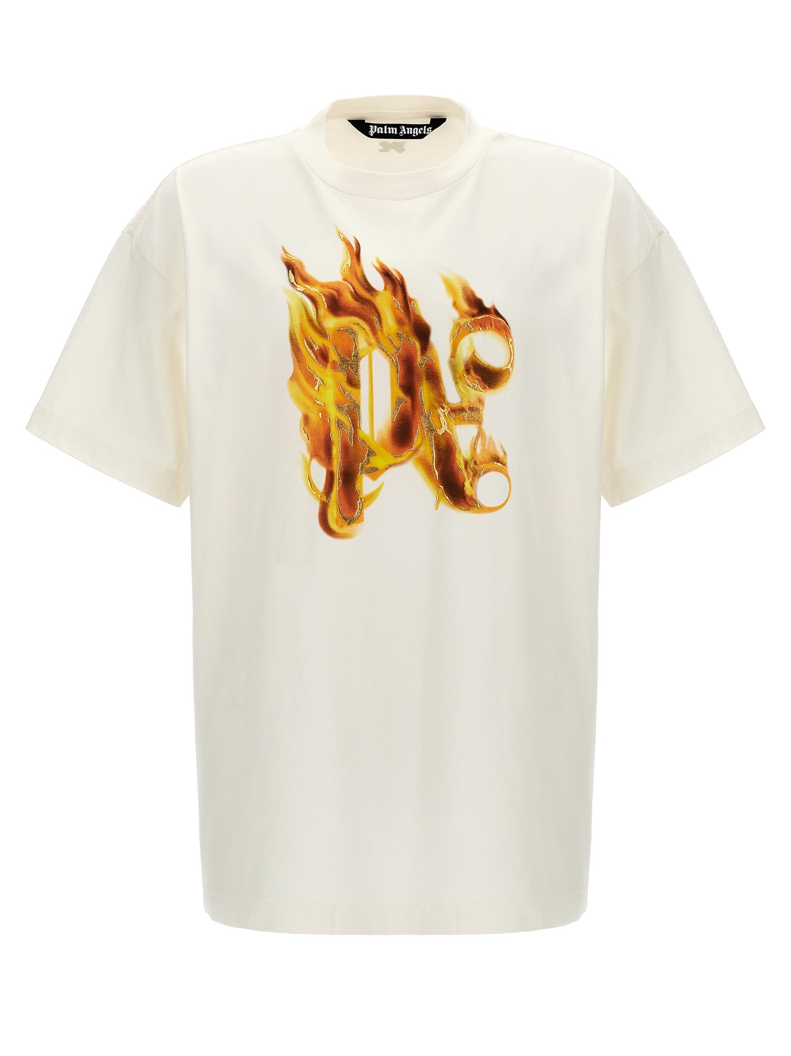 Palm Angels-Burning Monogram Maglioni Bianco-Uomo