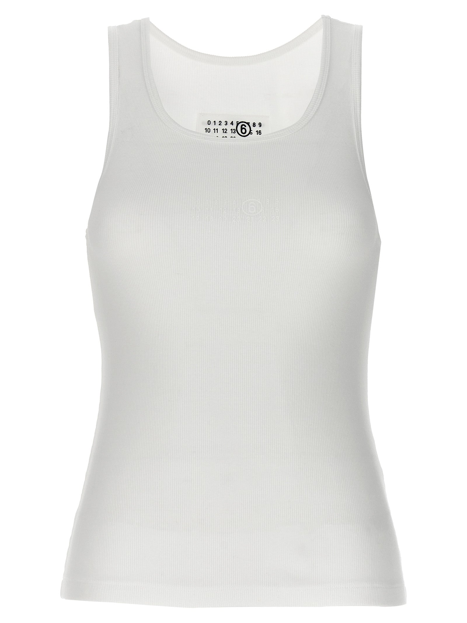 Mm6 Maison Margiela-Logo Tank Top Top Bianco-Donna