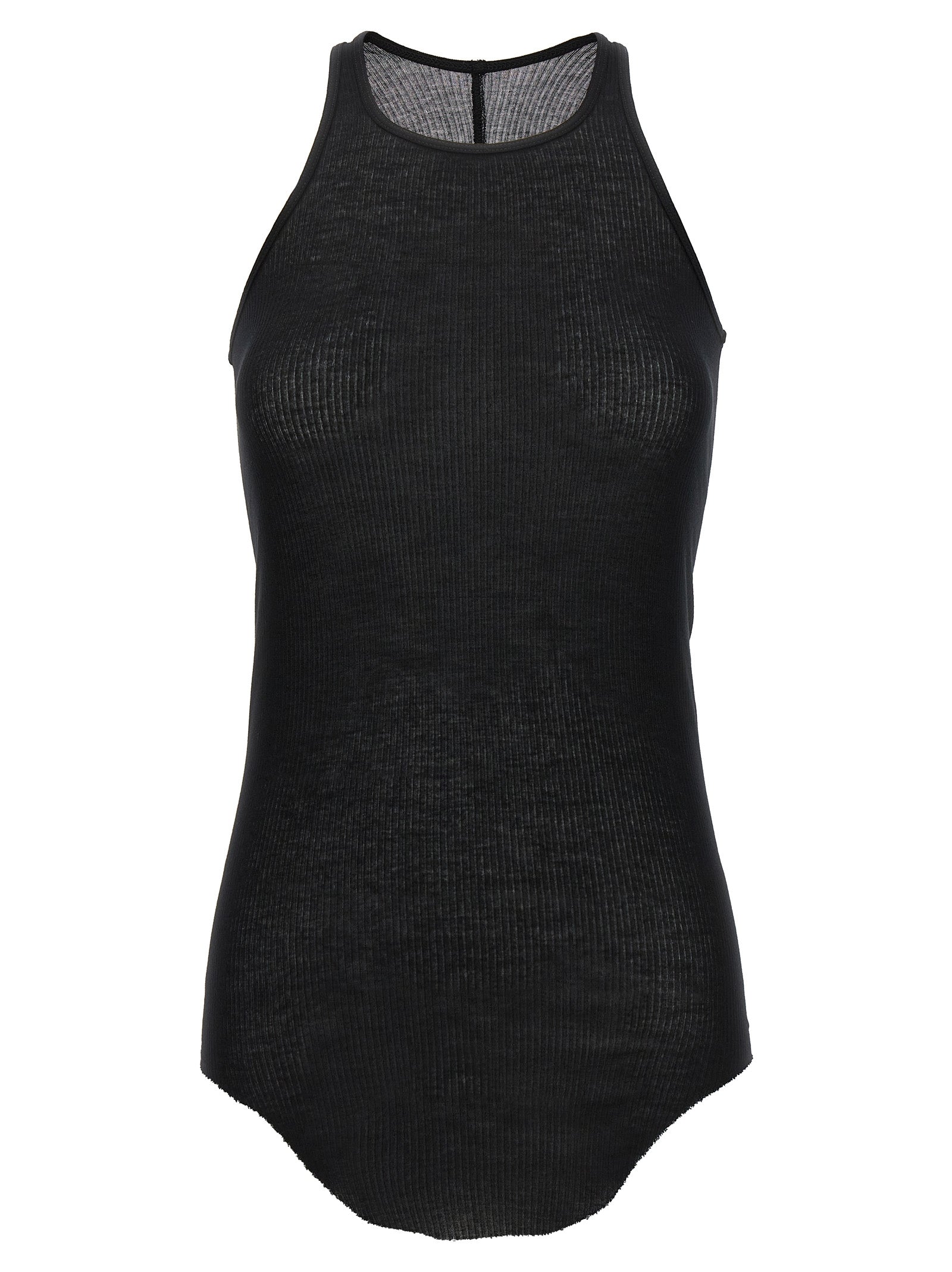 Rick Owens-Basic Rib Top Nero-Donna