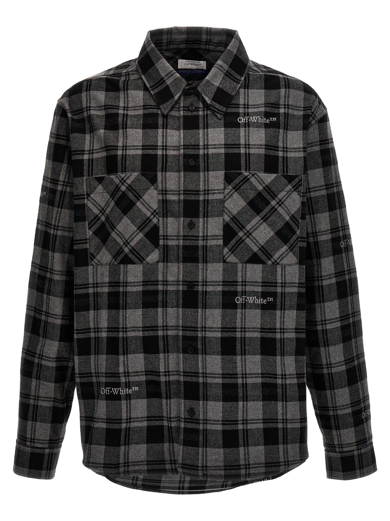 Off-White-Check Shirt Camicie Grigio-Uomo