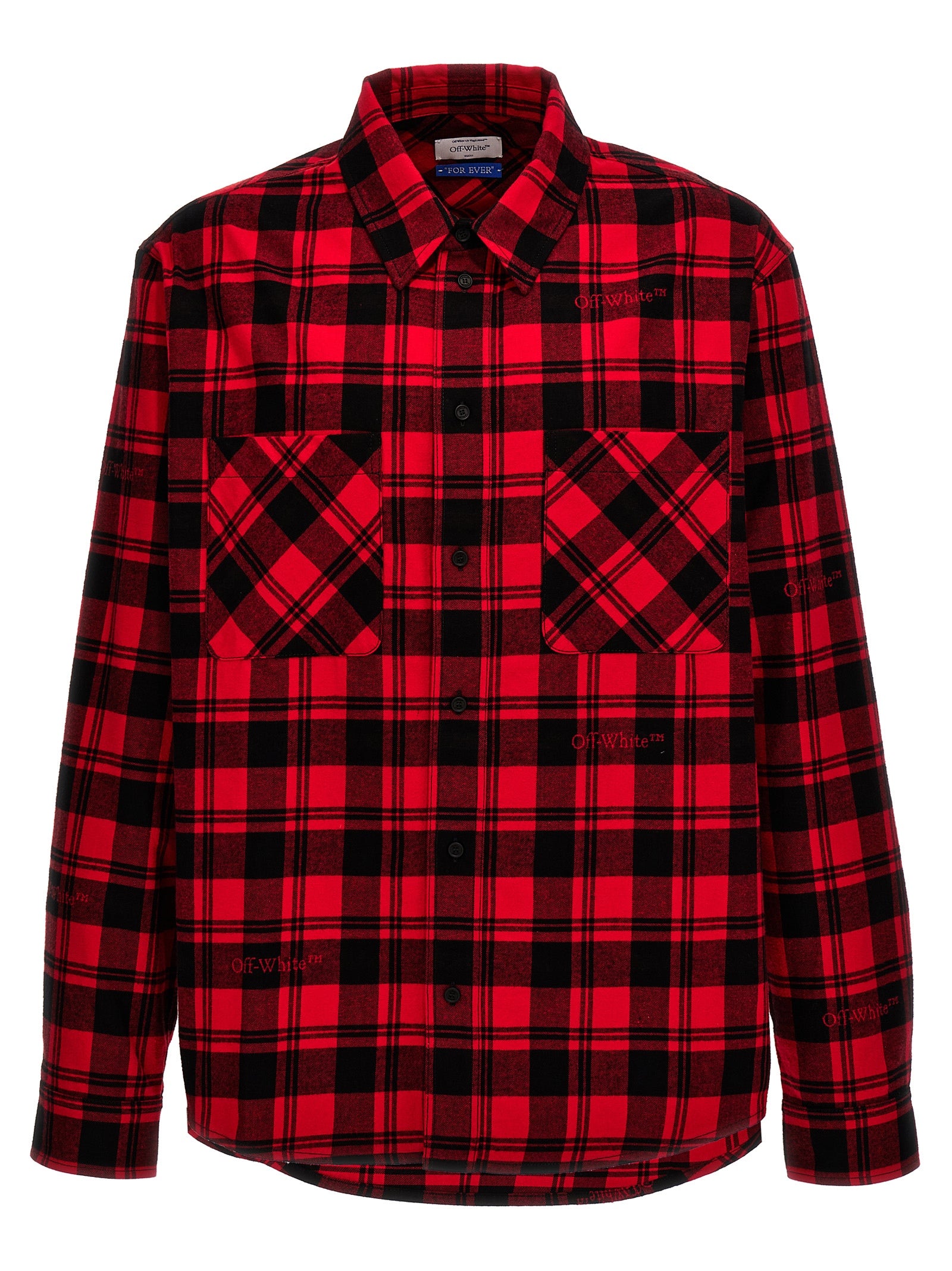 Off-White-Check Shirt Camicie Rosso-Uomo