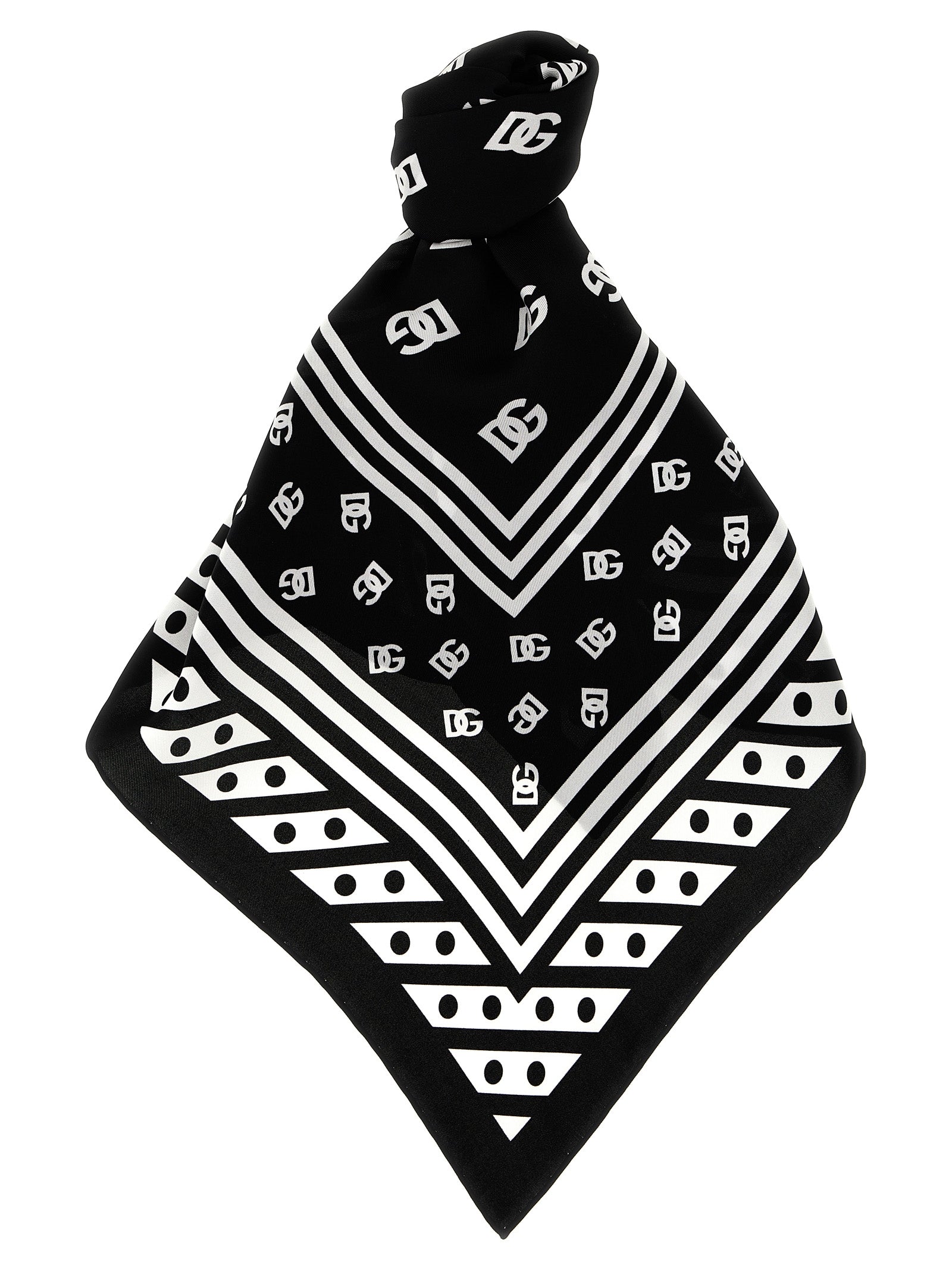 Dolce & Gabbana-Logo Scarf Sciarpe Bianco/Nero-Donna