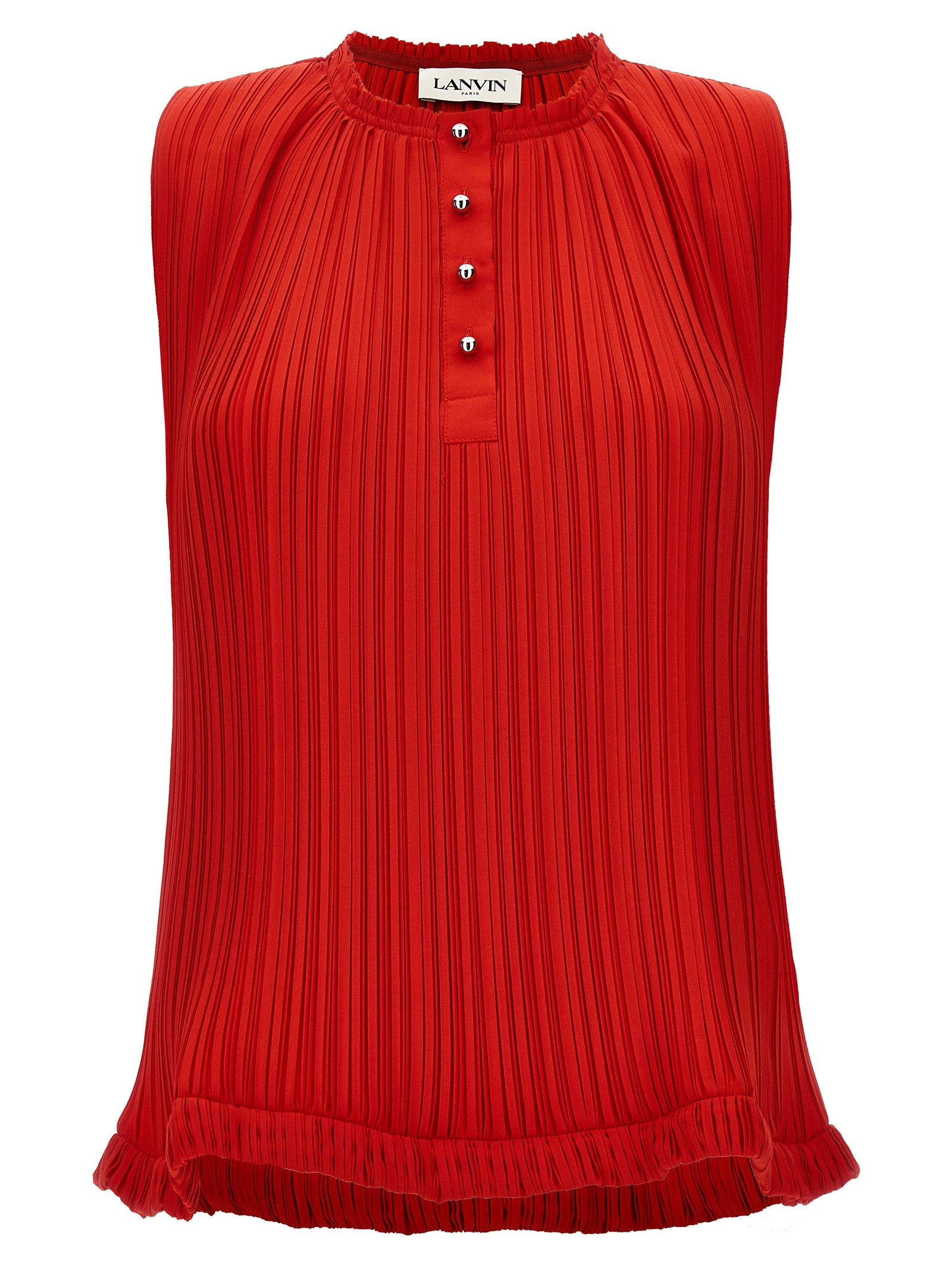 Lanvin-Pleated Top Top Rosso-Donna