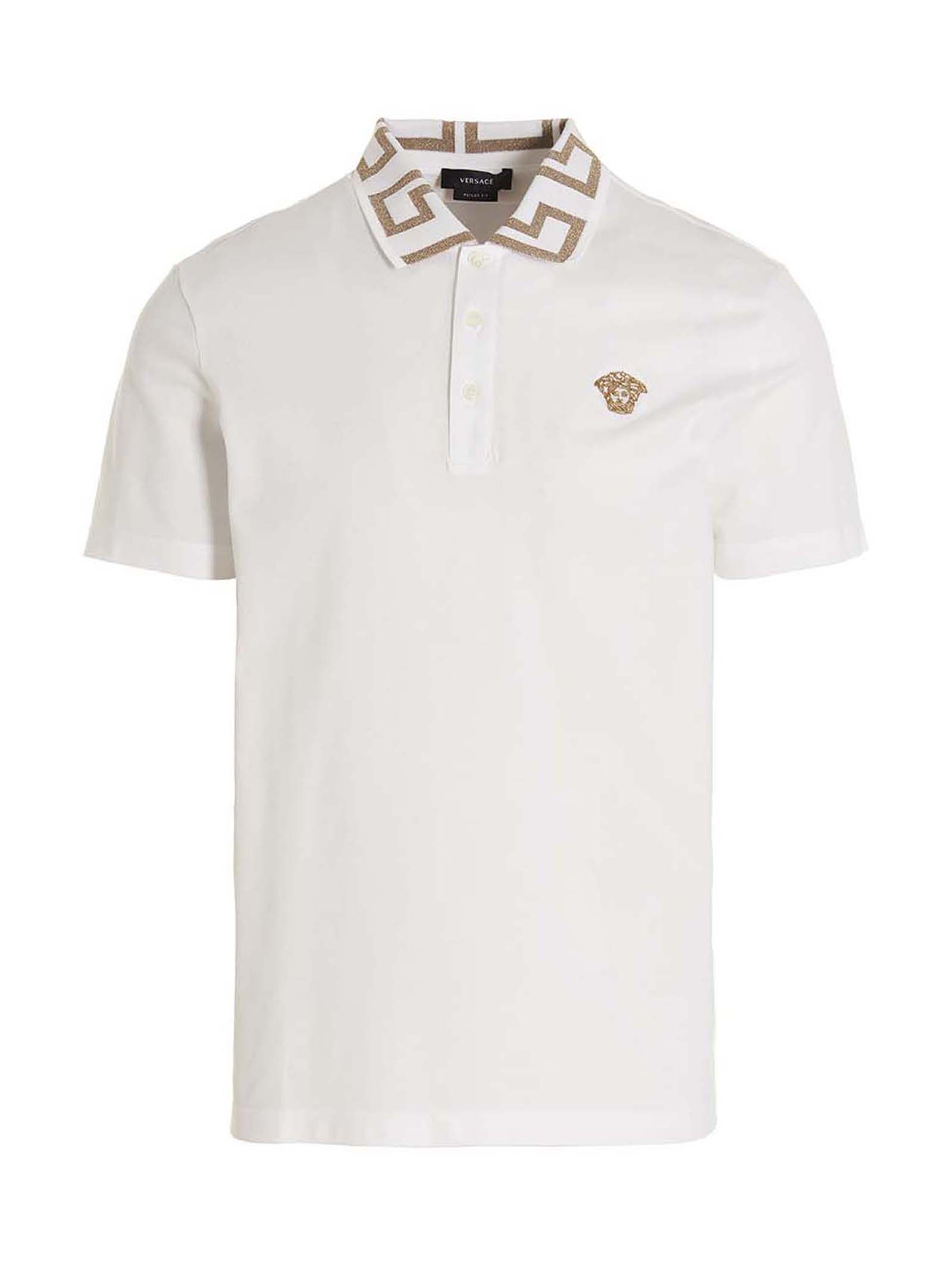 Versace-Greca Polo Bianco-Uomo