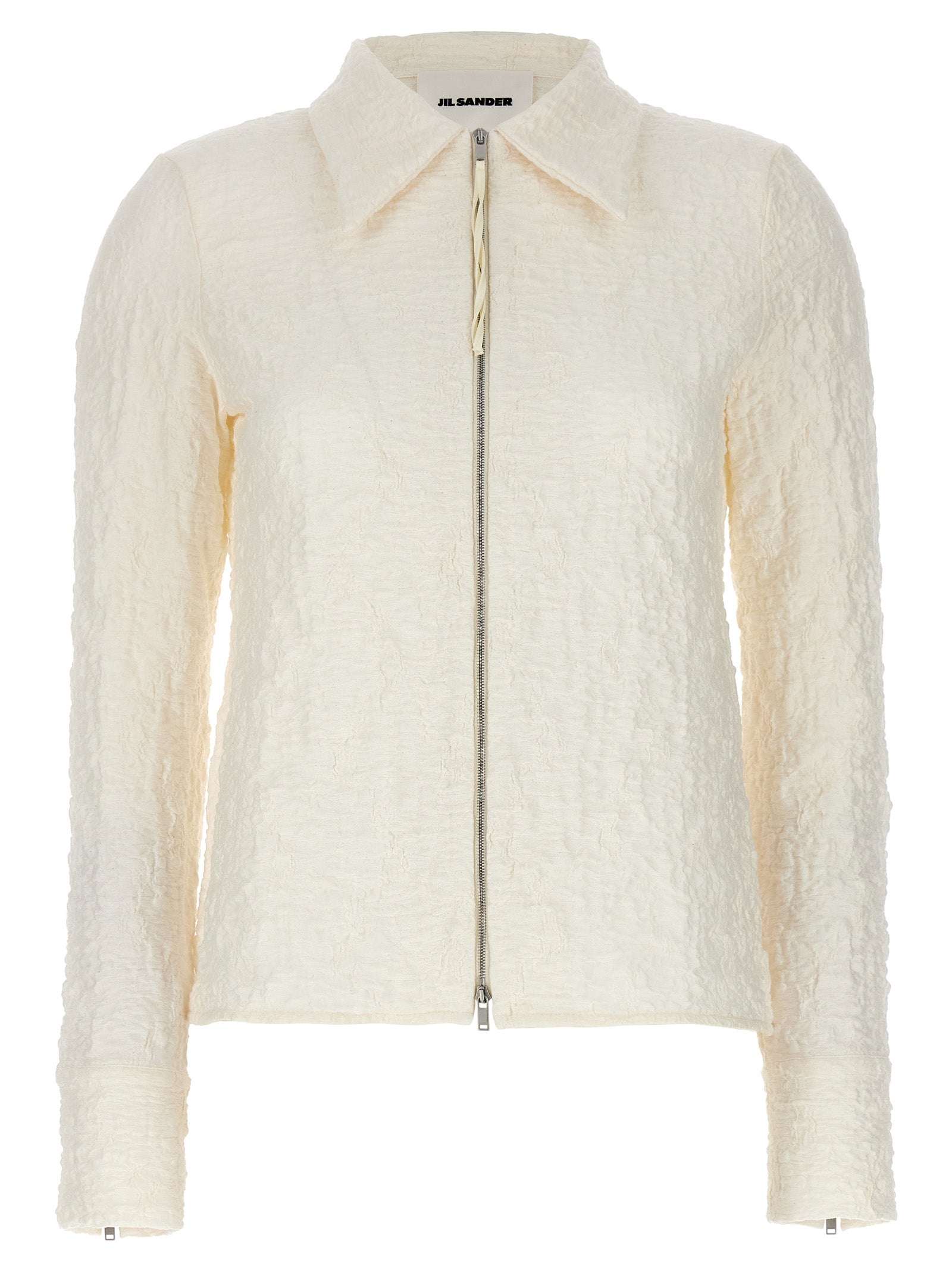 Jil Sander-Embossed Cotton Shirt Camicie Bianco-Donna