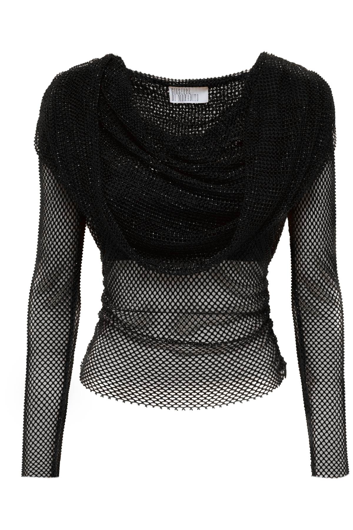 Giuseppe Di Morabito-Top In Mesh E Strass Con Cappuccio-Donna