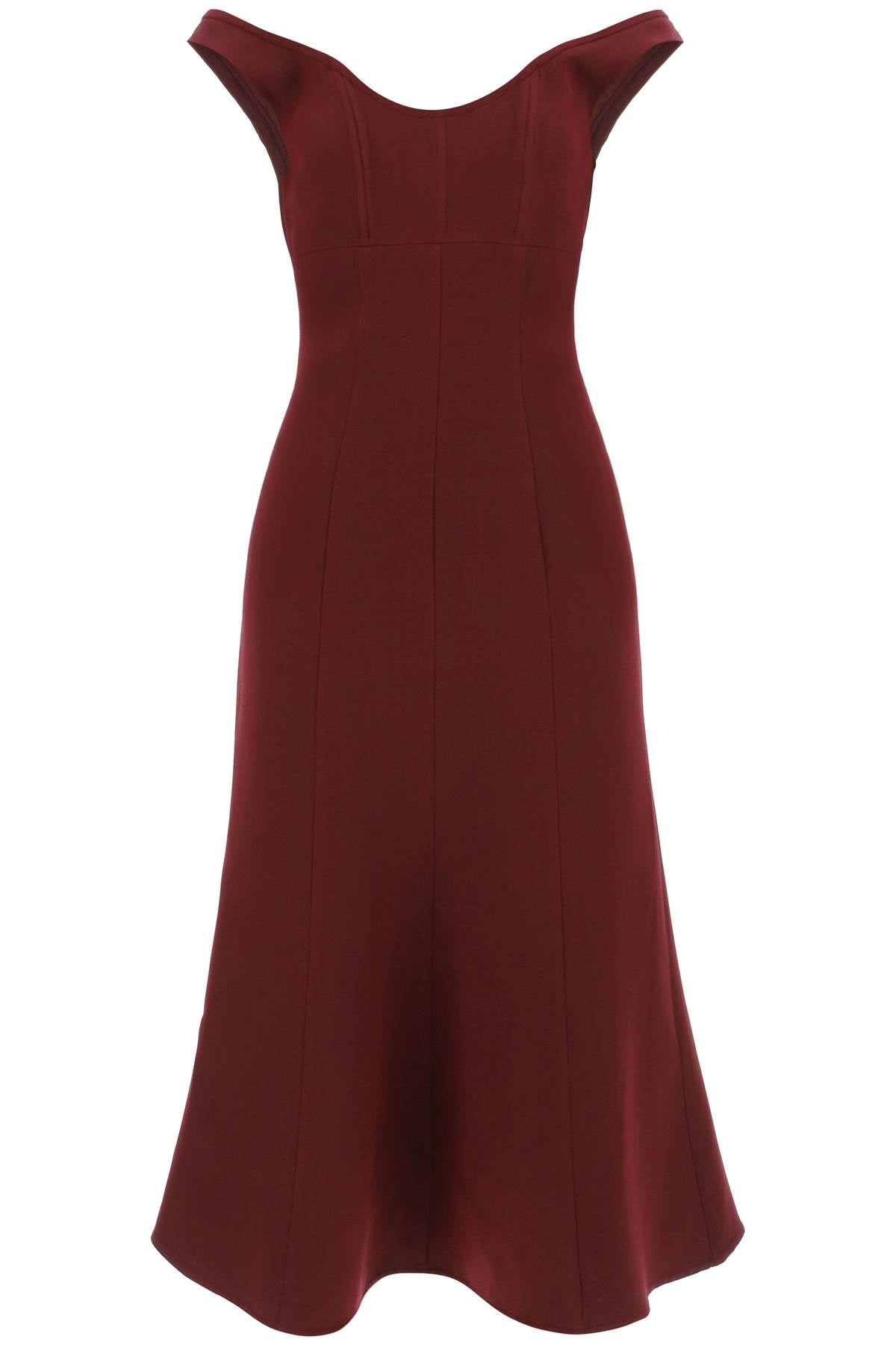 Roland Mouret-Abito Midi Off The Shoulder In Lana E Seta-Donna