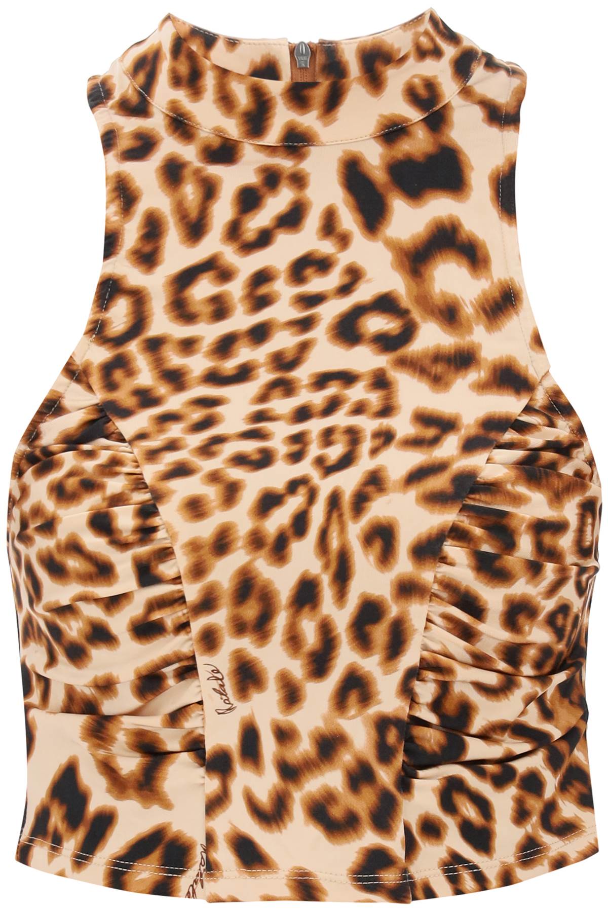 Rotate-Crop Top In Jersey Stampa Leopardo-Donna