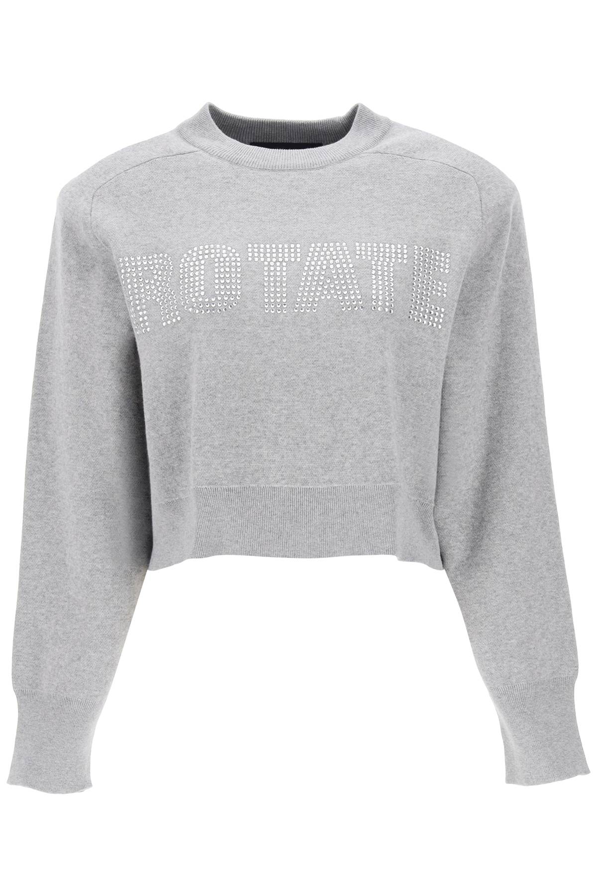 Rotate-Pullover Cropped Con Logo In Cristalli-Donna