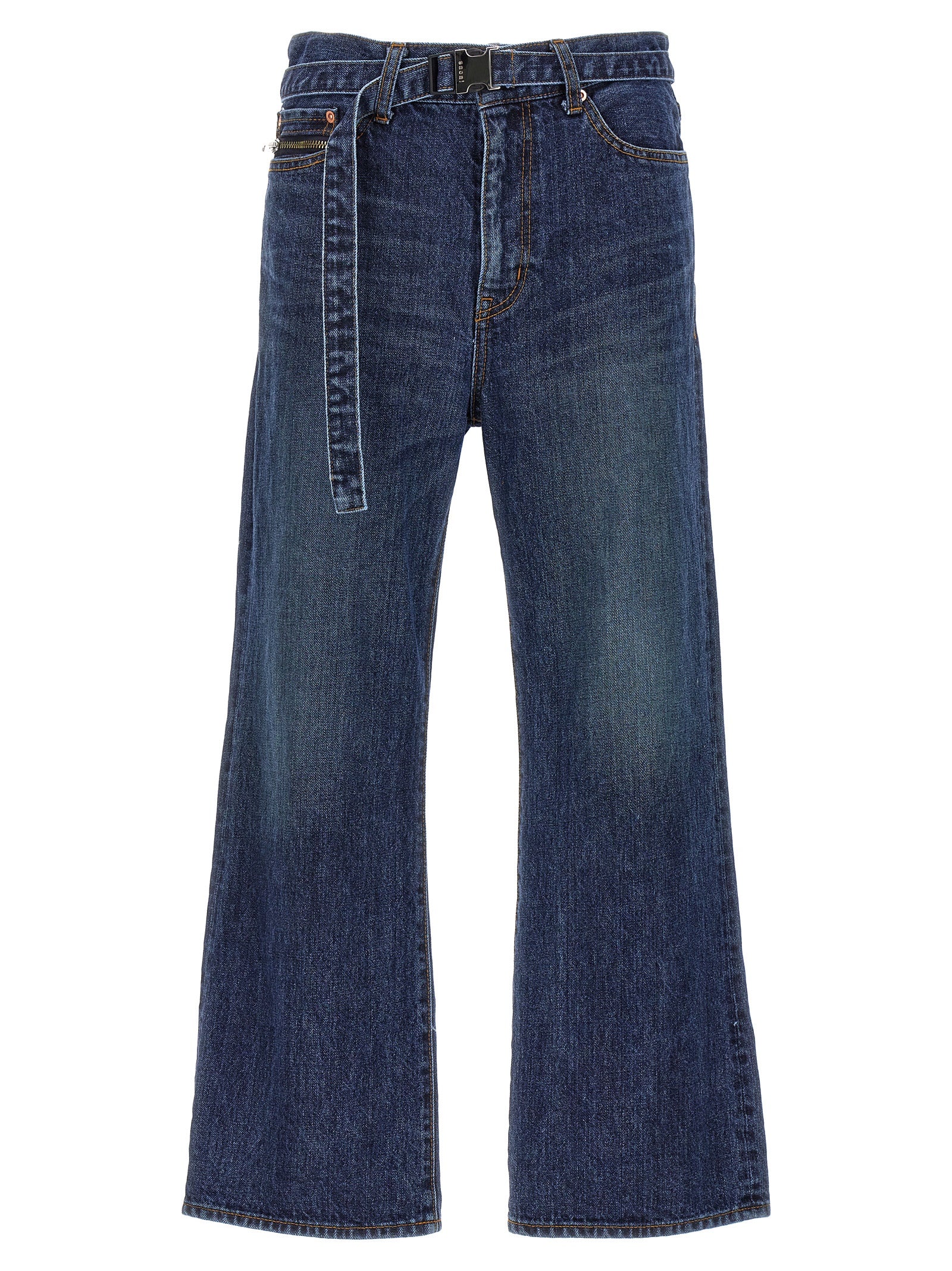 Sacai-Bootcut Jeans Pantaloni Blu-Donna