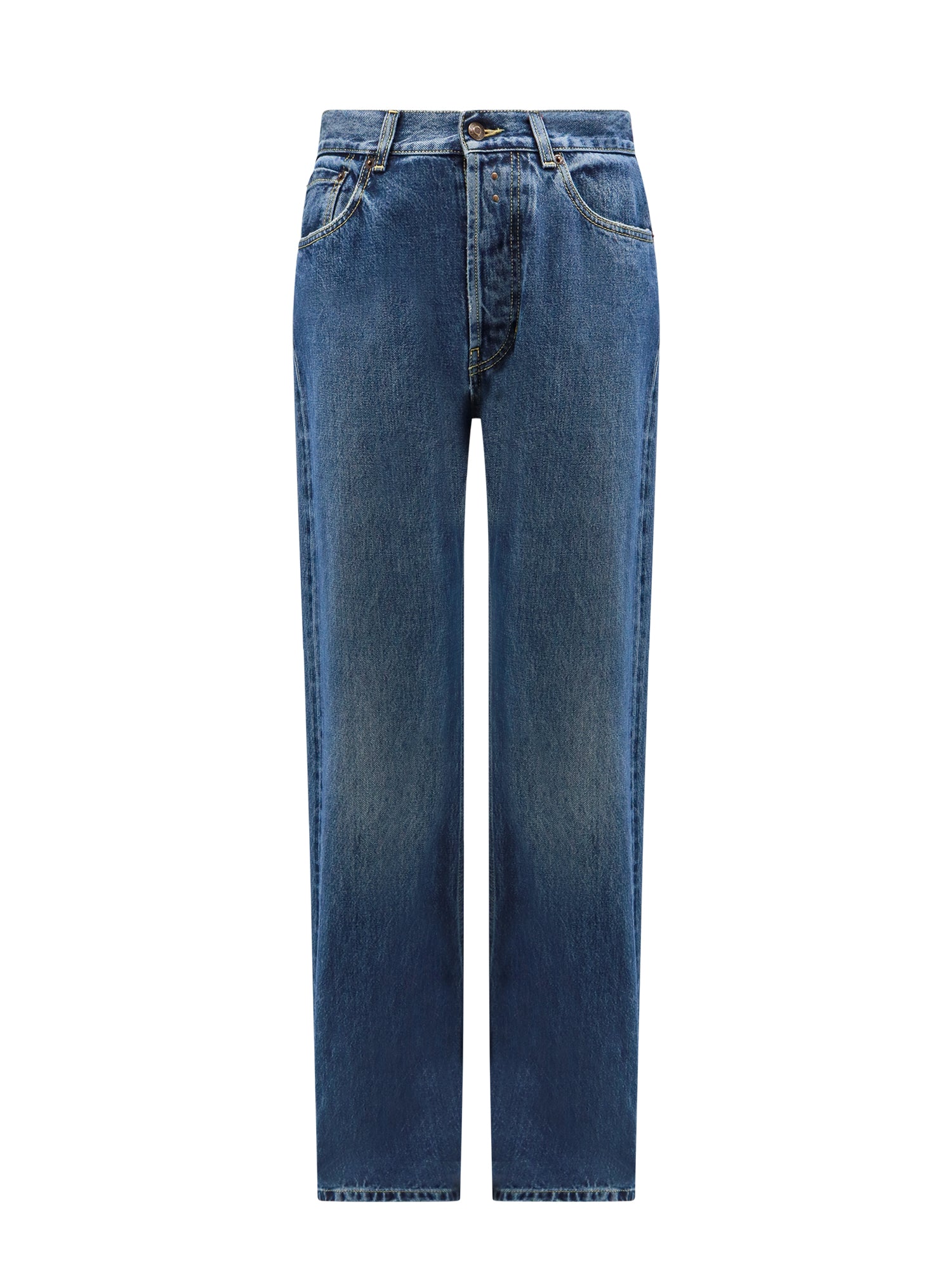 Alexander McQueen-Jeans in cotone con patch logo in pelle-Uomo