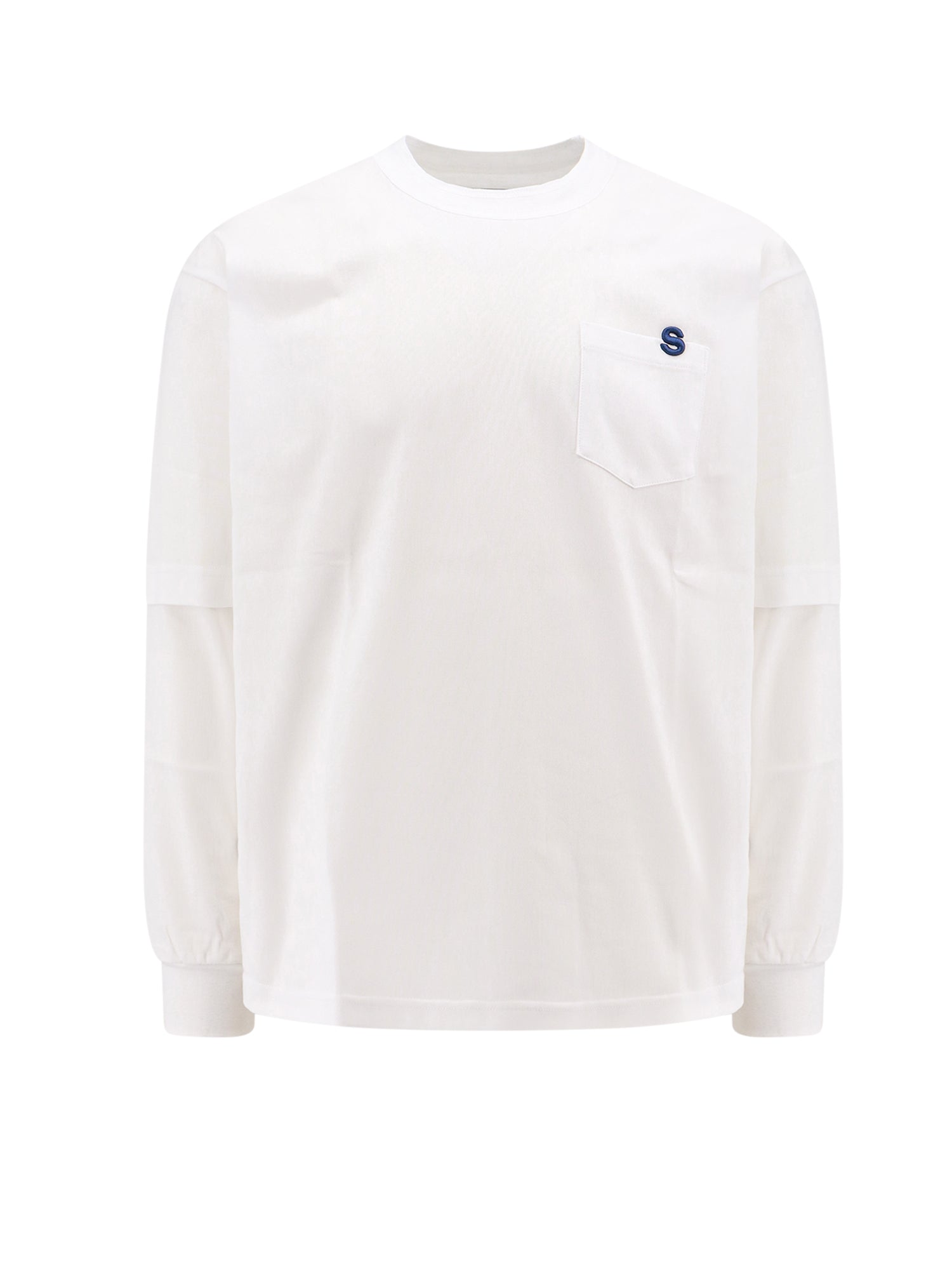 Sacai-T-shirt in cotone con monogramma ricamato-Uomo