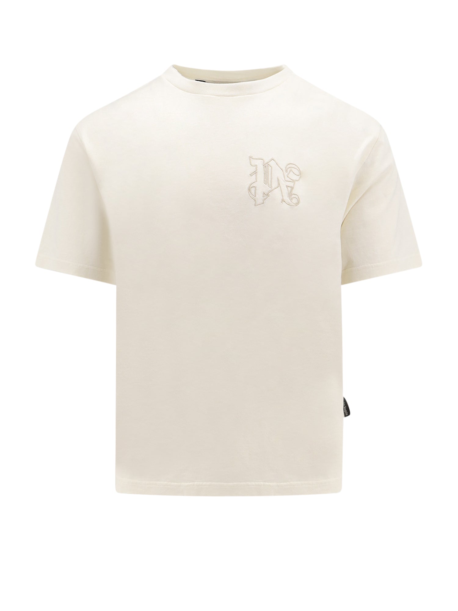 Palm Angels-T-shirt in cotone con logo ricamato frontale-Uomo