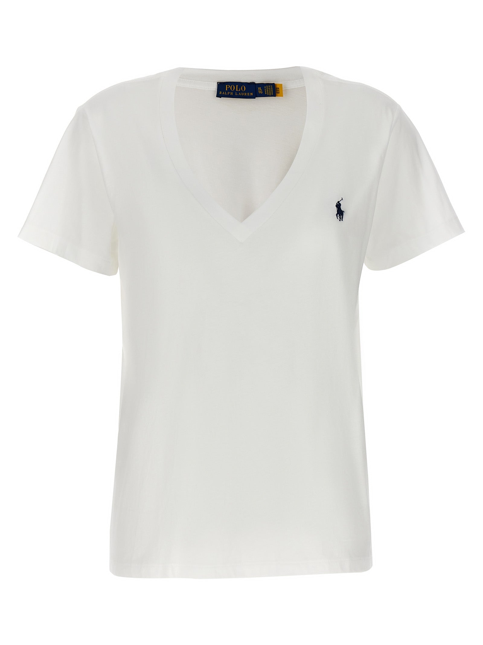 Polo Ralph Lauren-Logo Embroidery T Shirt Bianco-Donna