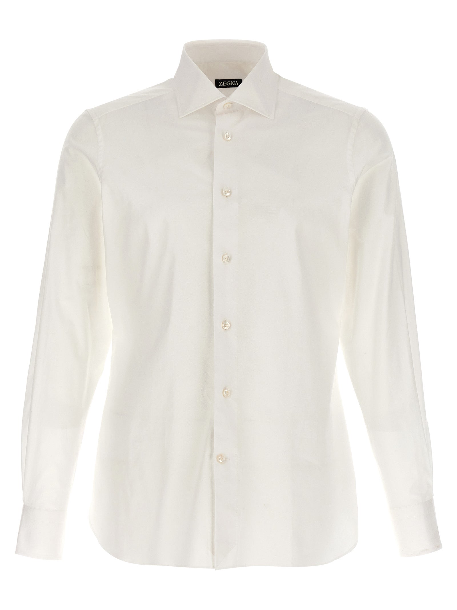 Zegna-Stretch Cotton Shirt Camicie Bianco-Uomo