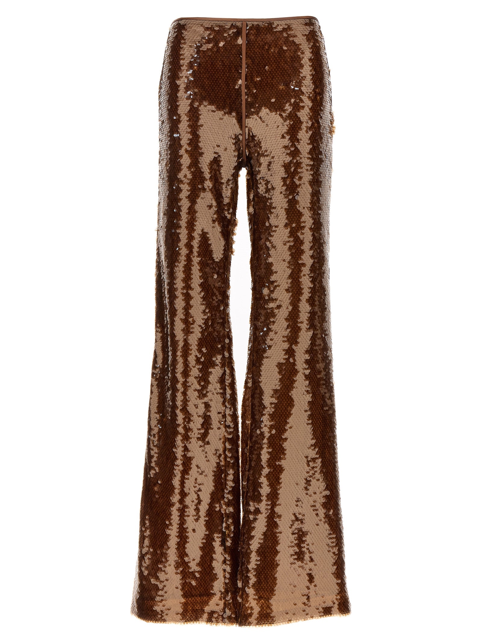 Alberta Ferretti-Sequin Pantaloni Marrone-Donna