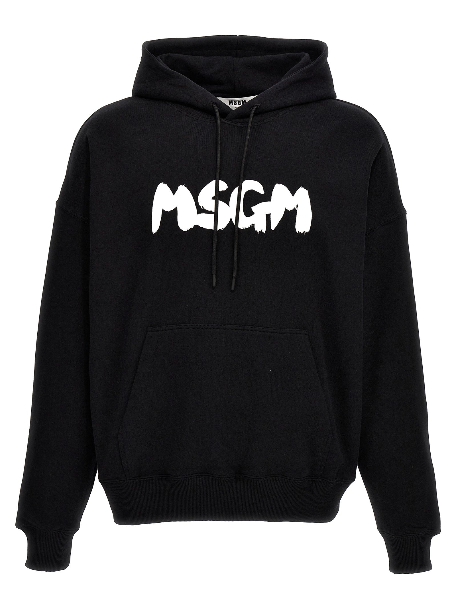 Msgm-Logo Brush Felpe Nero-Uomo