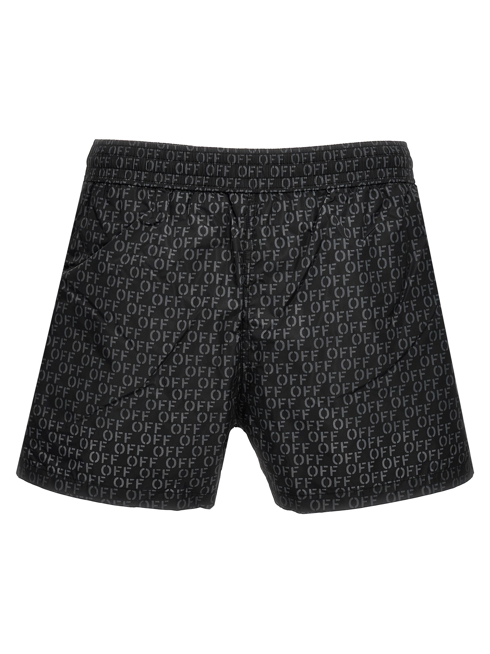 Off-White-Off Stamp Beachwear Nero-Uomo