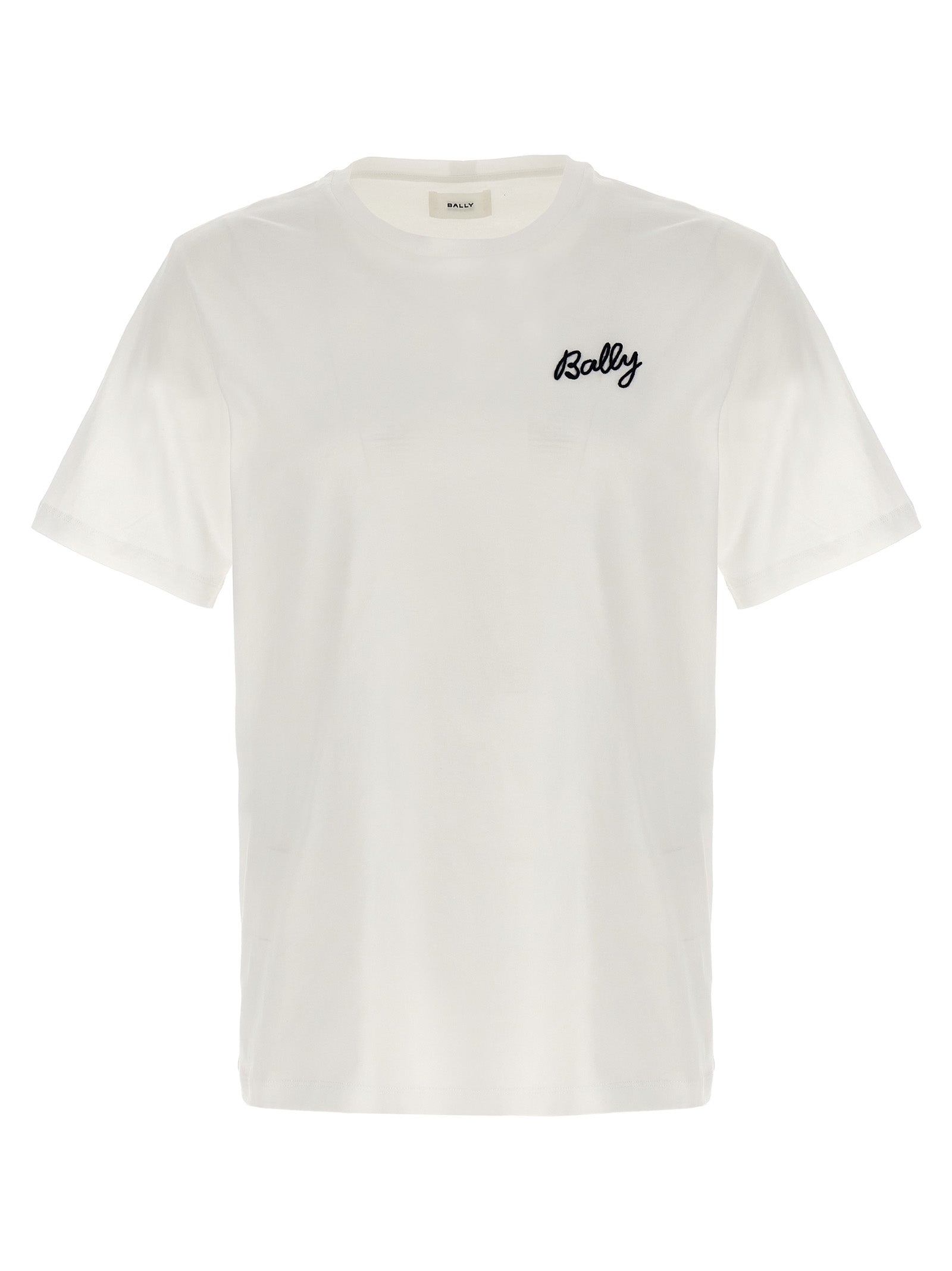 Bally-Logo Embroidery T Shirt Bianco-Uomo