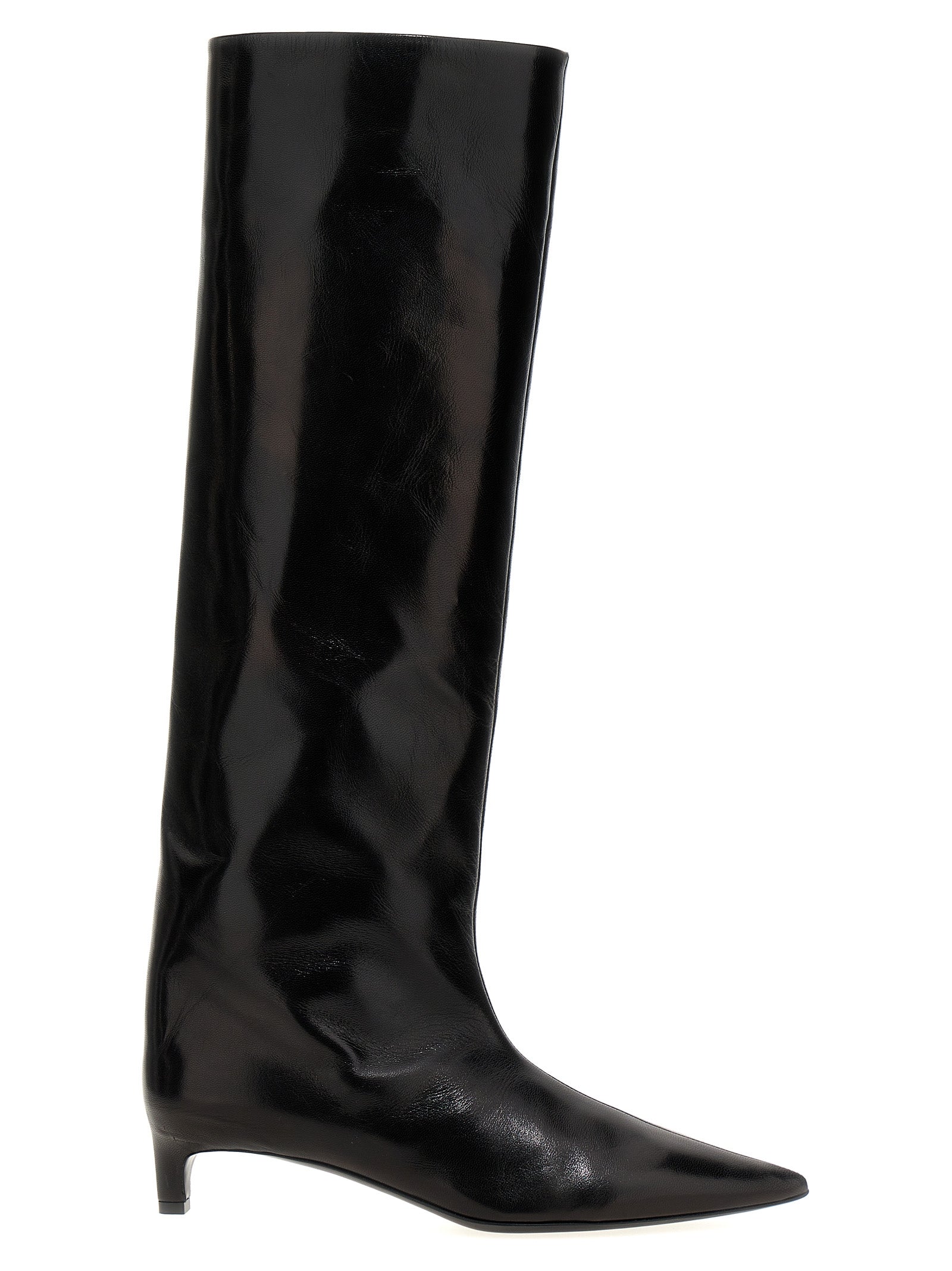 Jil Sander-Leather Boots Stivali E Stivaletti Nero-Donna