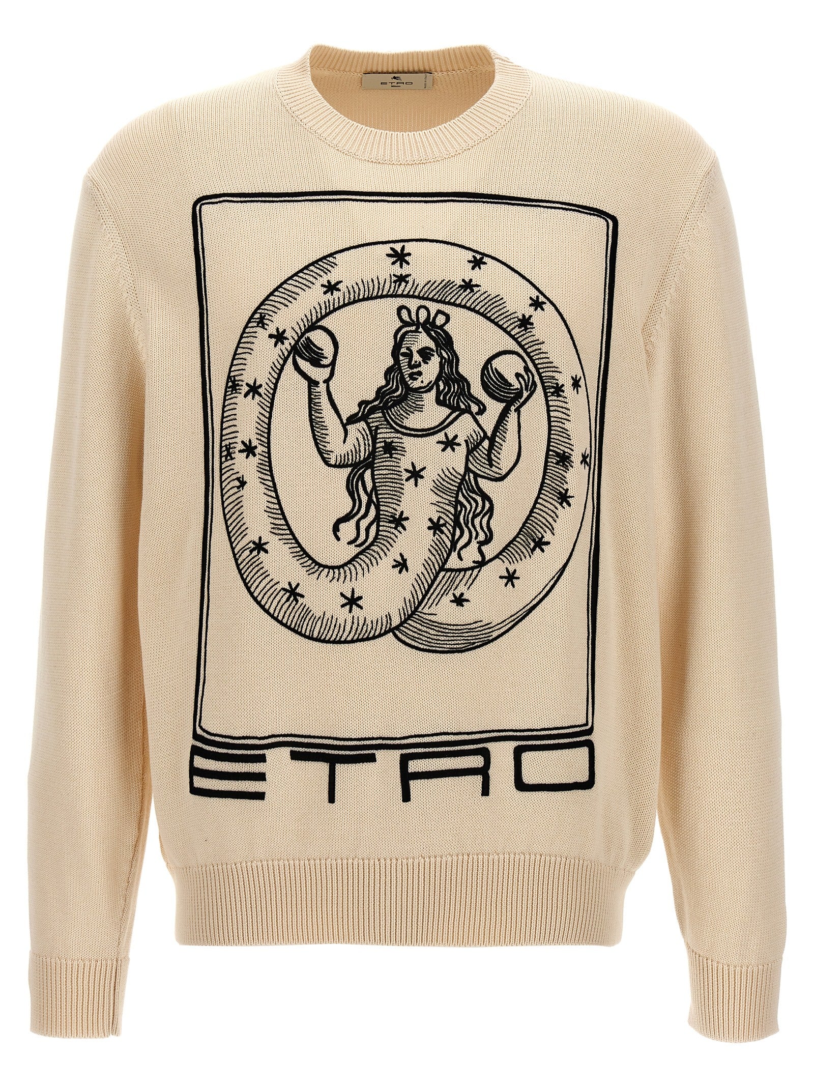 Etro-Logo Embroidery Sweater Maglioni Beige-Uomo