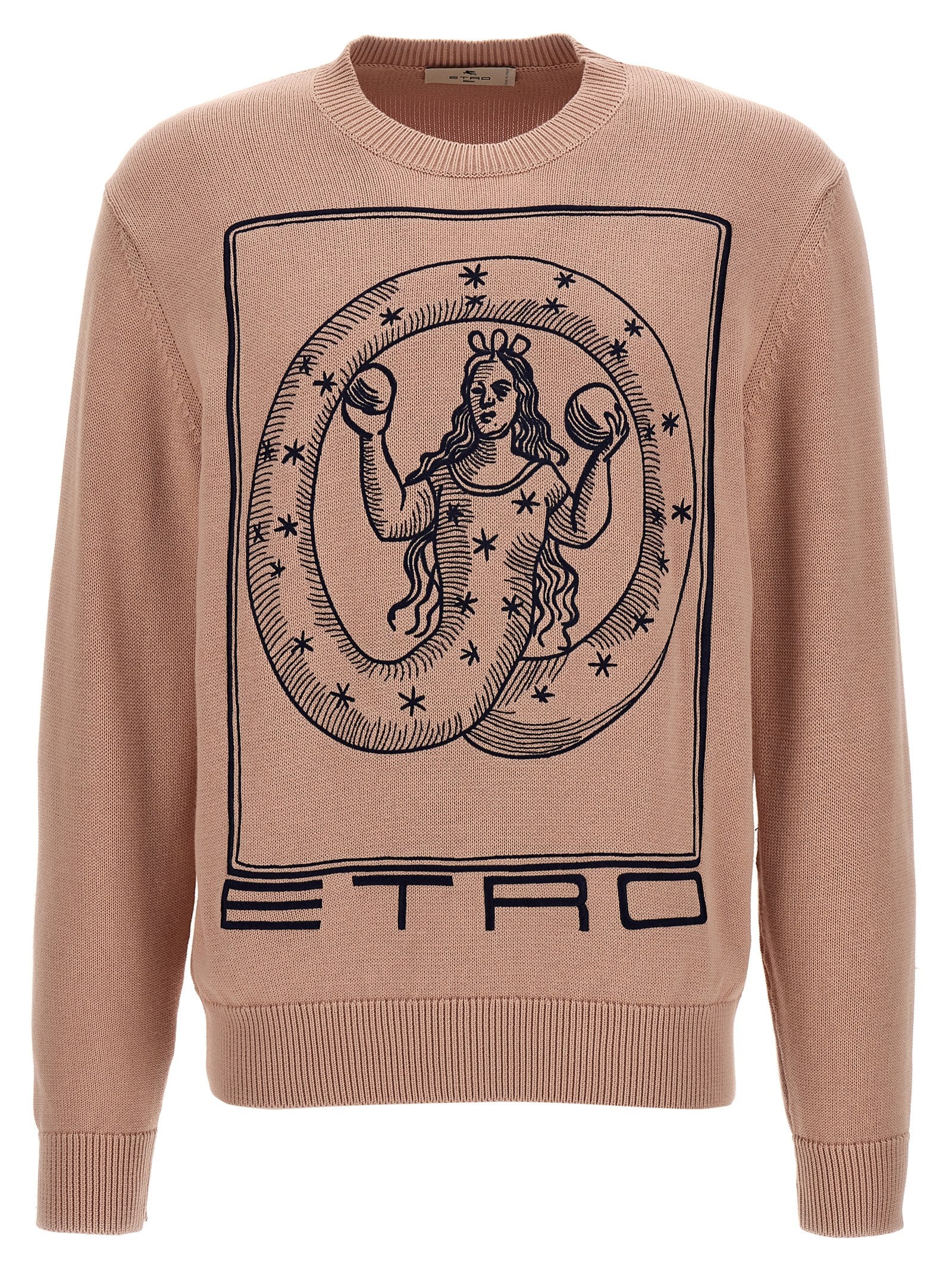 Etro-Logo Embroidery Sweater Maglioni Rosa-Uomo