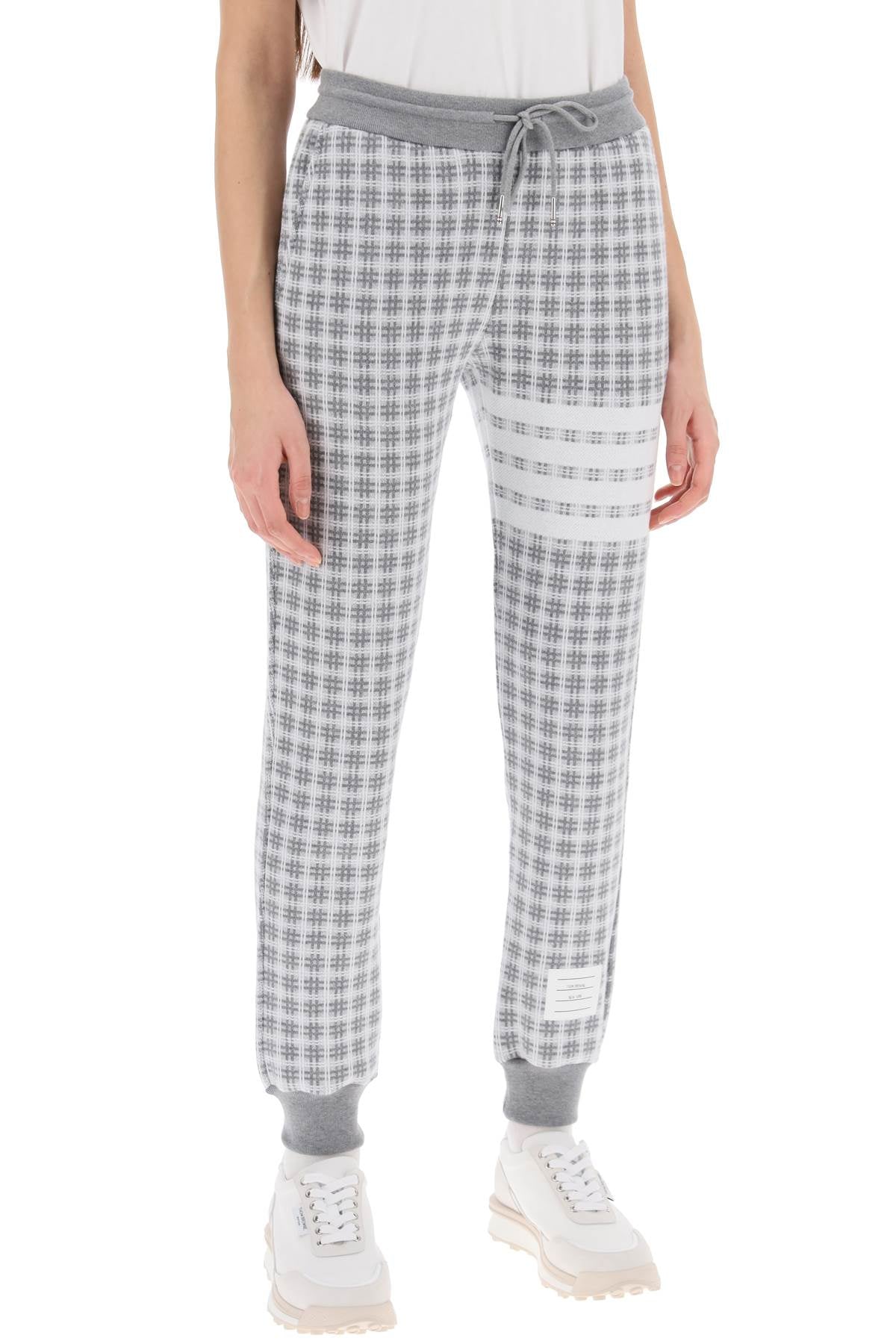 Thom Browne-Joggers 4 Bar In Maglia Check-Donna