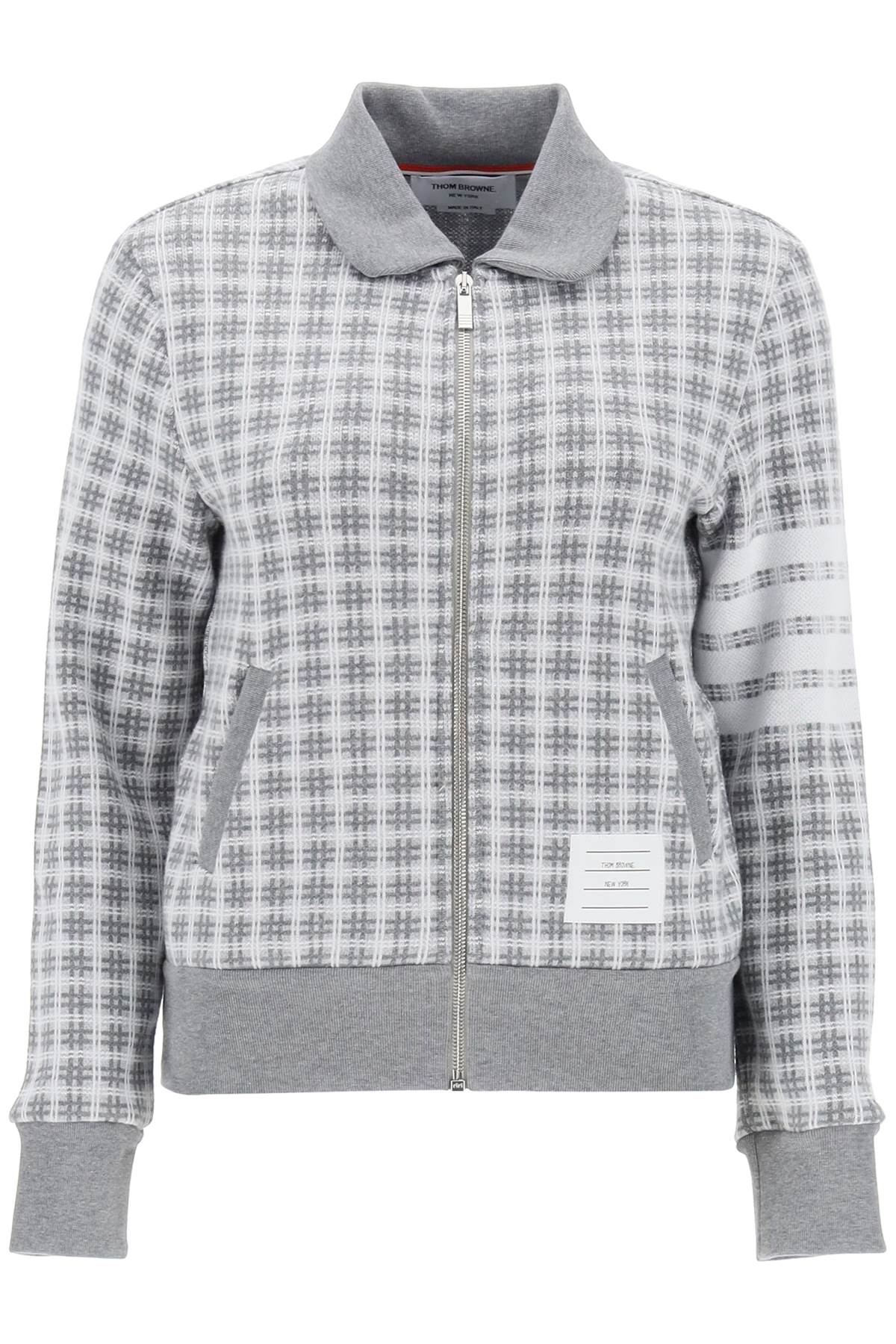 Thom Browne-Felpa 4 Bar In Maglia Check-Donna