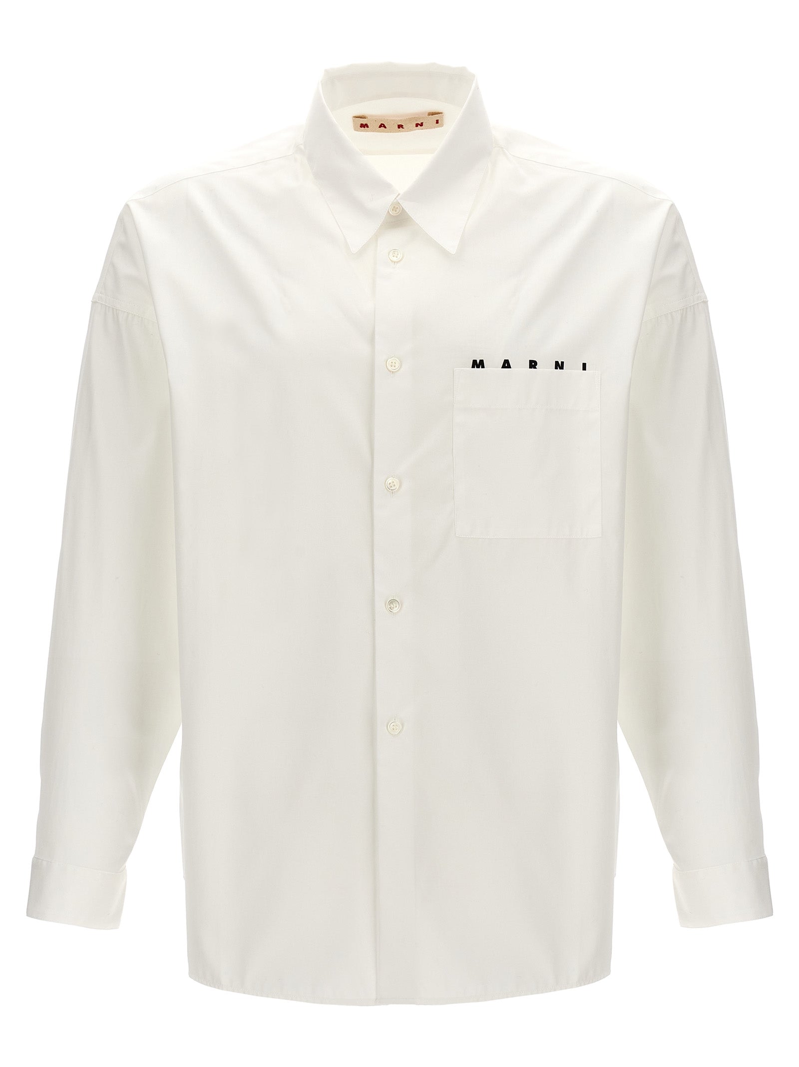 Marni-Logo Print Shirt Camicie Bianco-Uomo