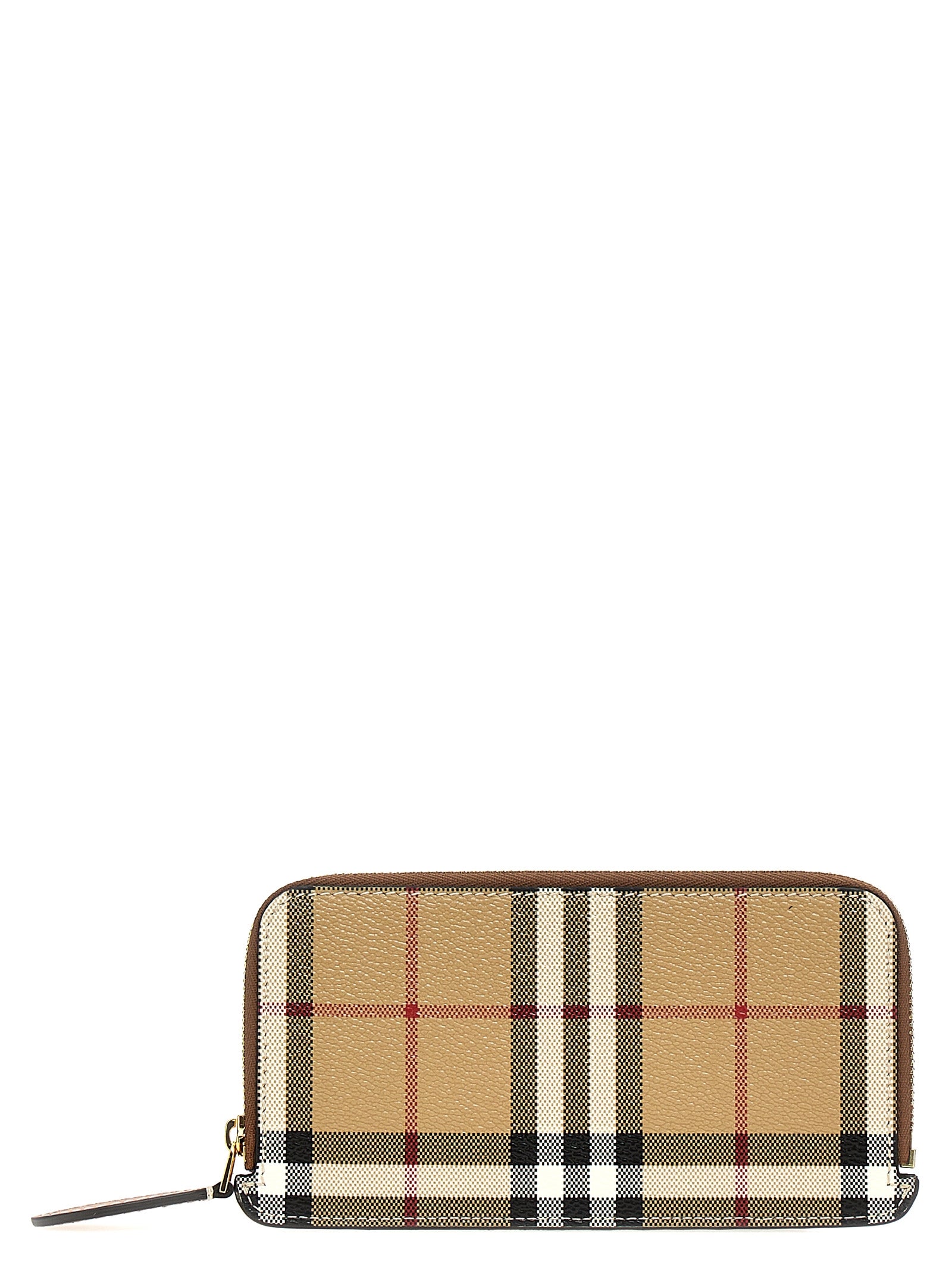 Burberry-Check Card Holder Portafogli Beige-Donna