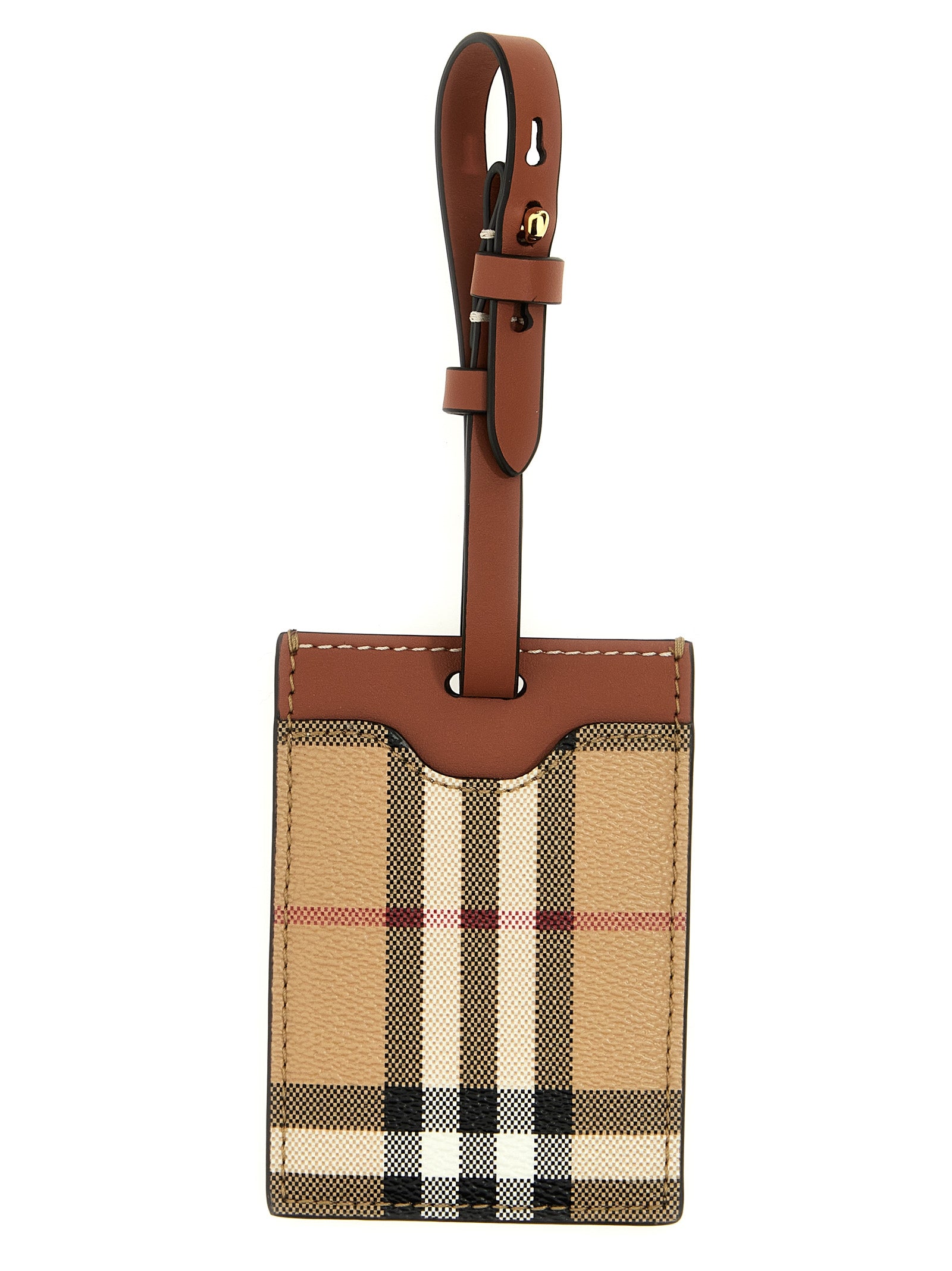 Burberry-Check Suitcase Tag Accessori Beige-Donna