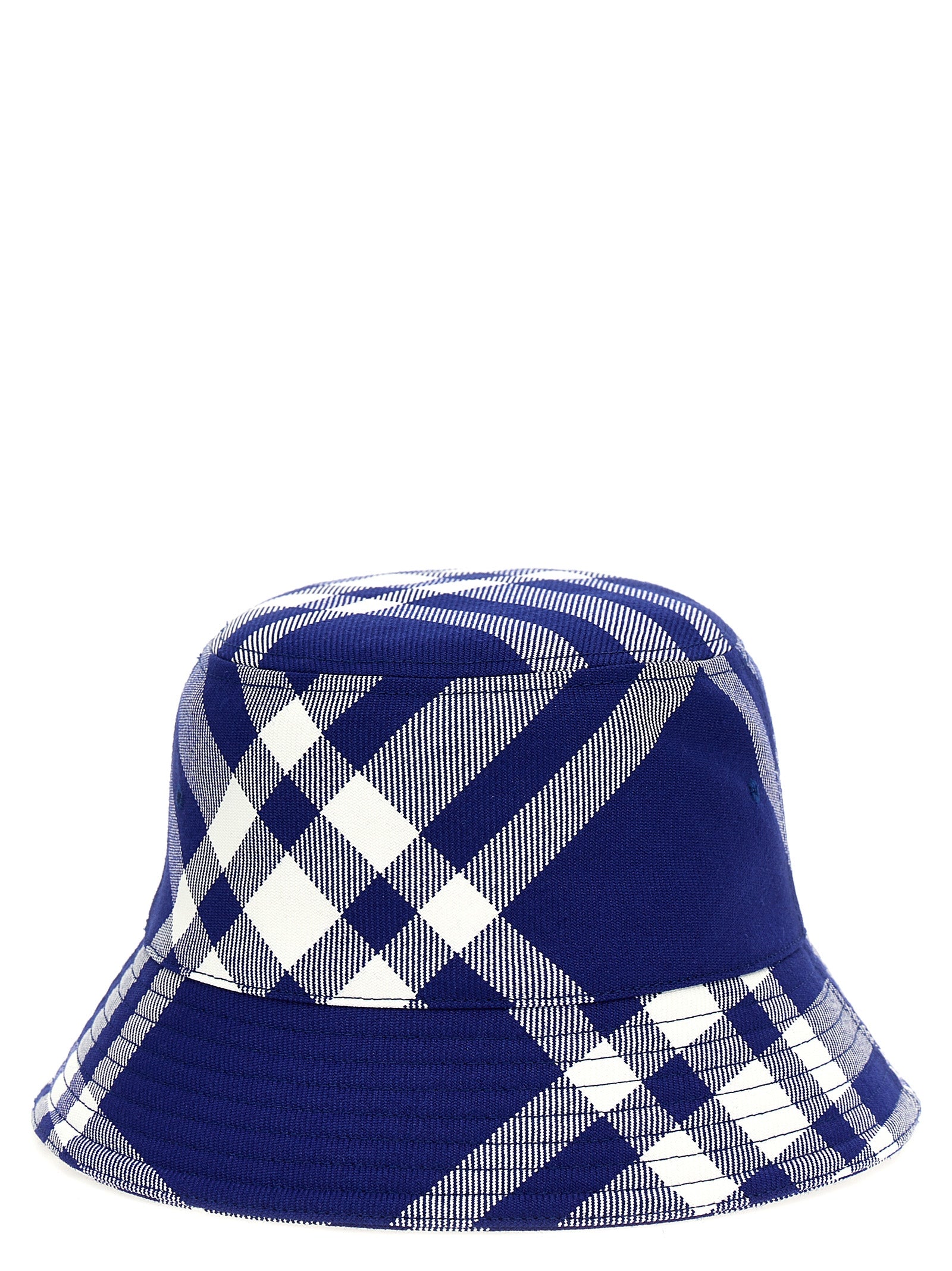 Burberry-Bucket Hat Check Cappelli Blu-Donna