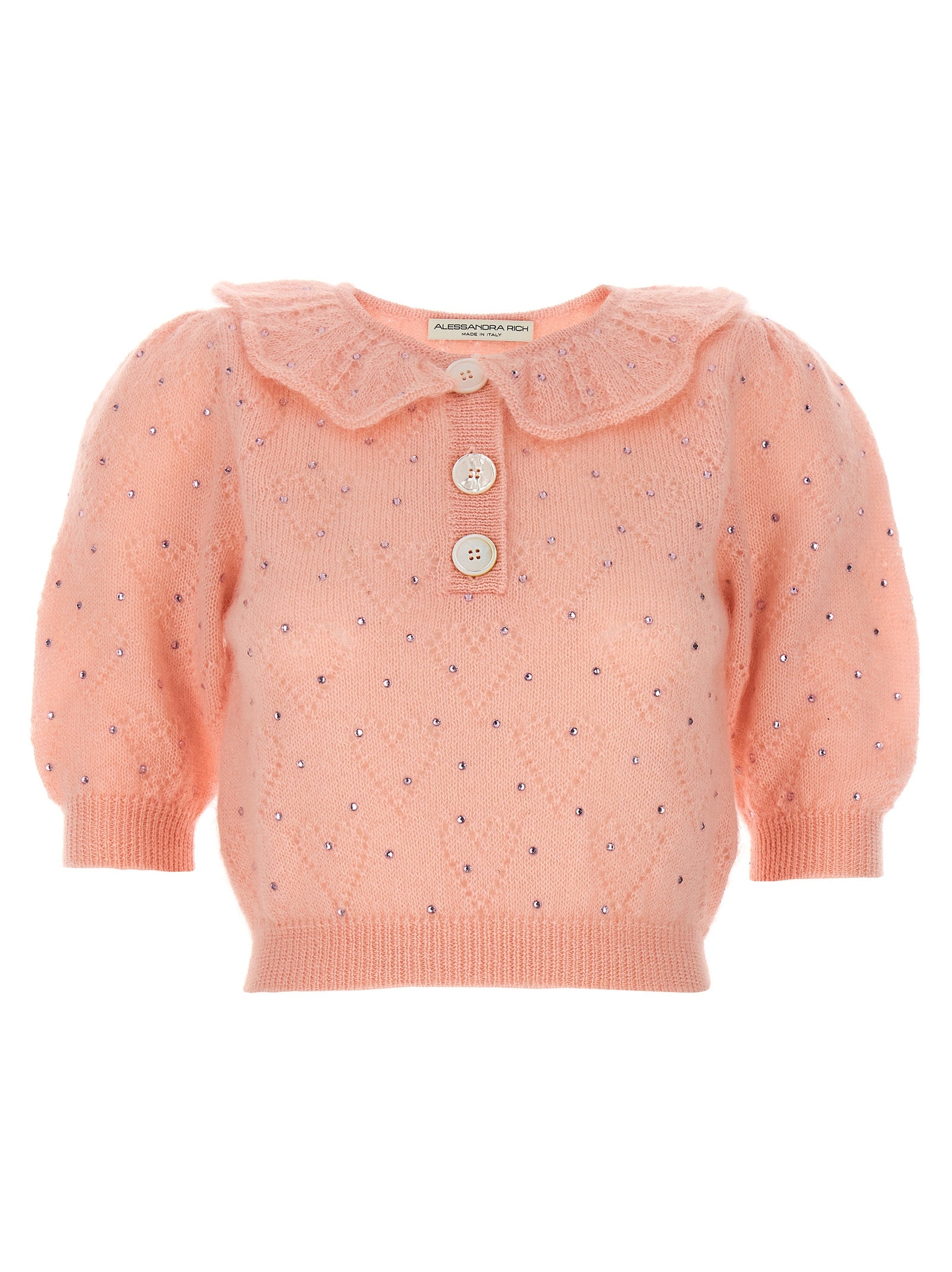 Alessandra Rich-Rhinestone Sweater Maglioni Rosa-Donna