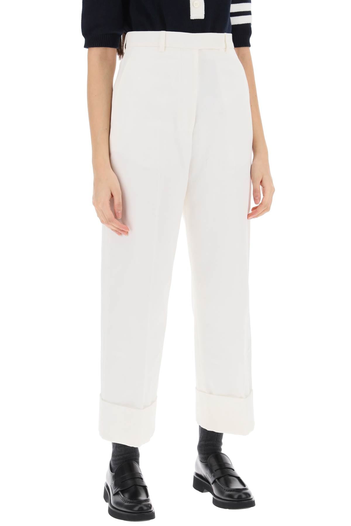 Thom Browne-Pantaloni Cropped A Gamba Ampia-Donna