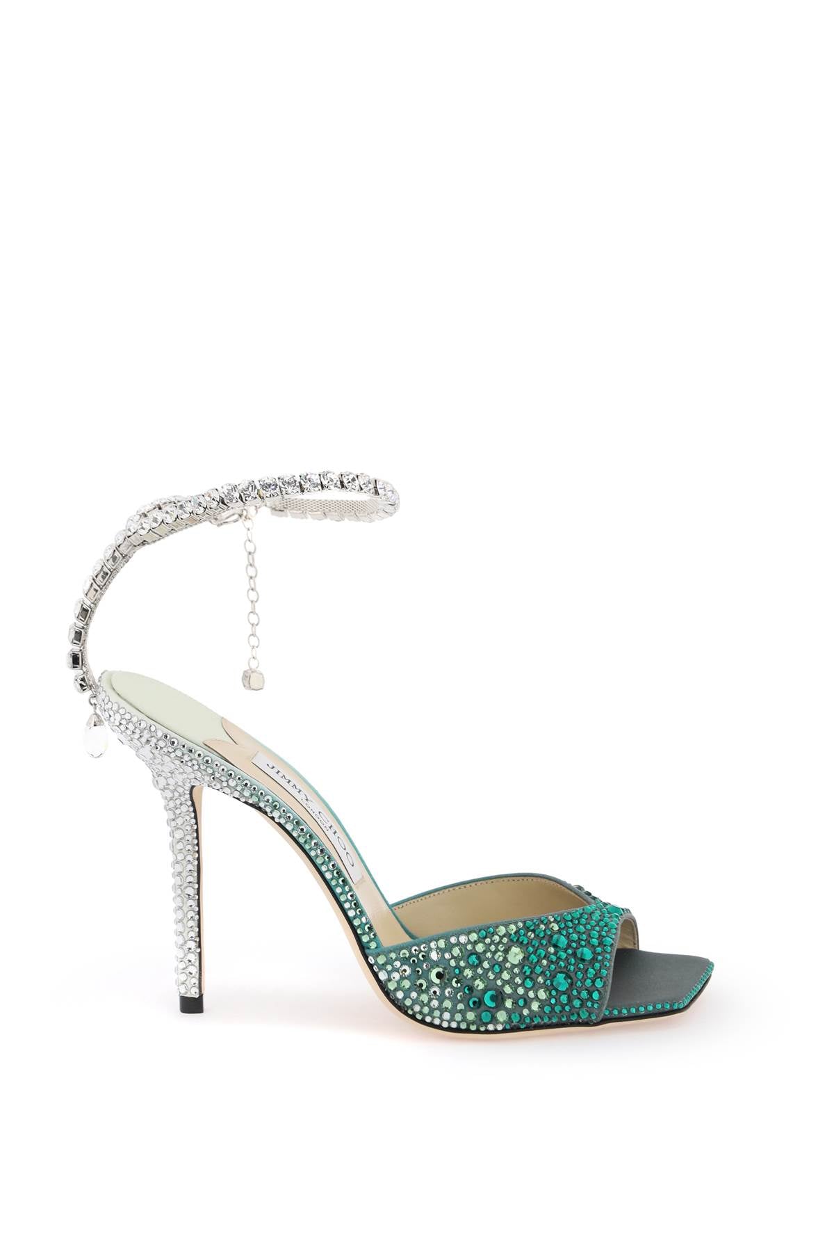 Jimmy Choo-Sandali Saeda 100 Con Cristalli Degradé-Donna