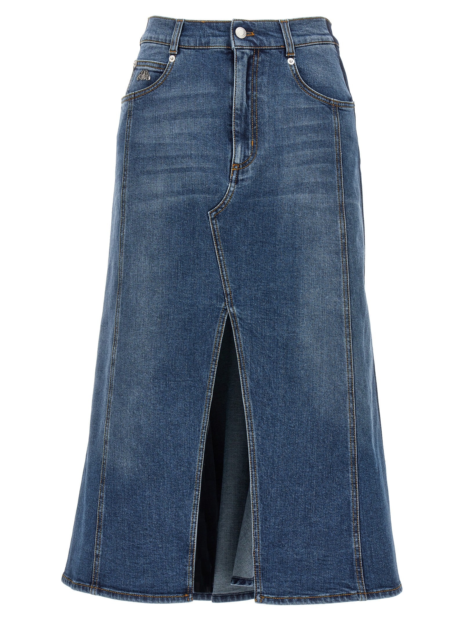 Alexander Mcqueen-Denim Skirt Gonne Blu-Donna