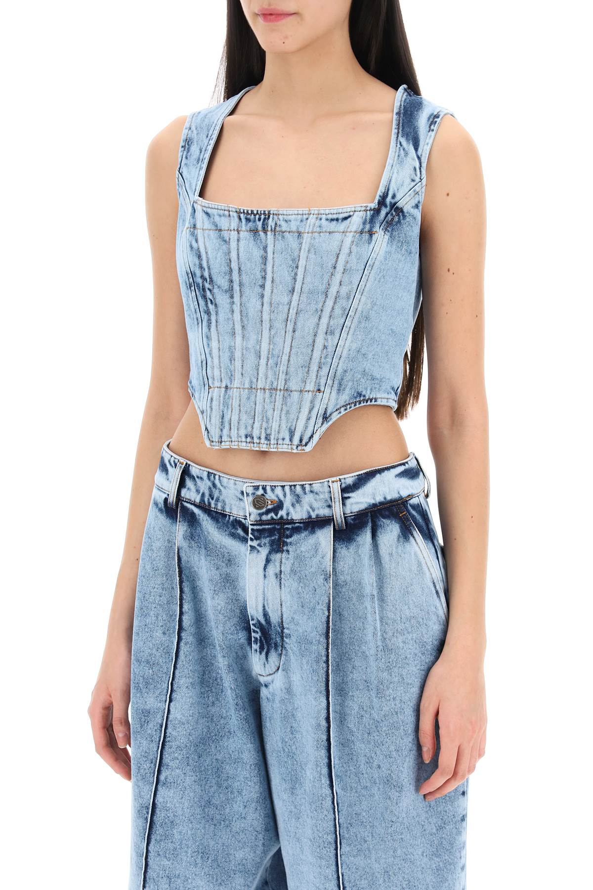 Giuseppe Di Morabito-Top Bustier In Denim Marmorizzato-Donna