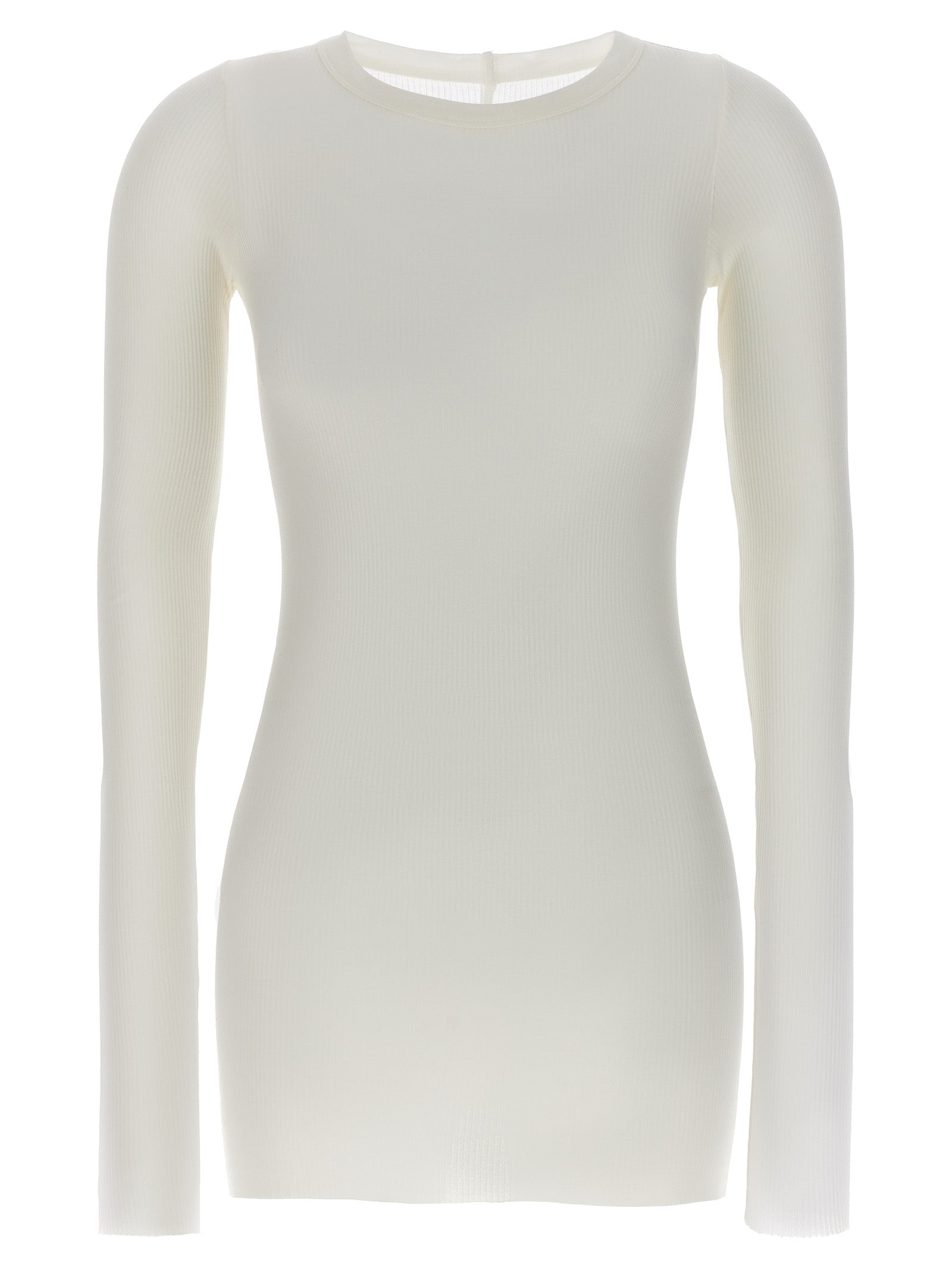 Rick Owens-Rib Ls T T Shirt Bianco-Donna