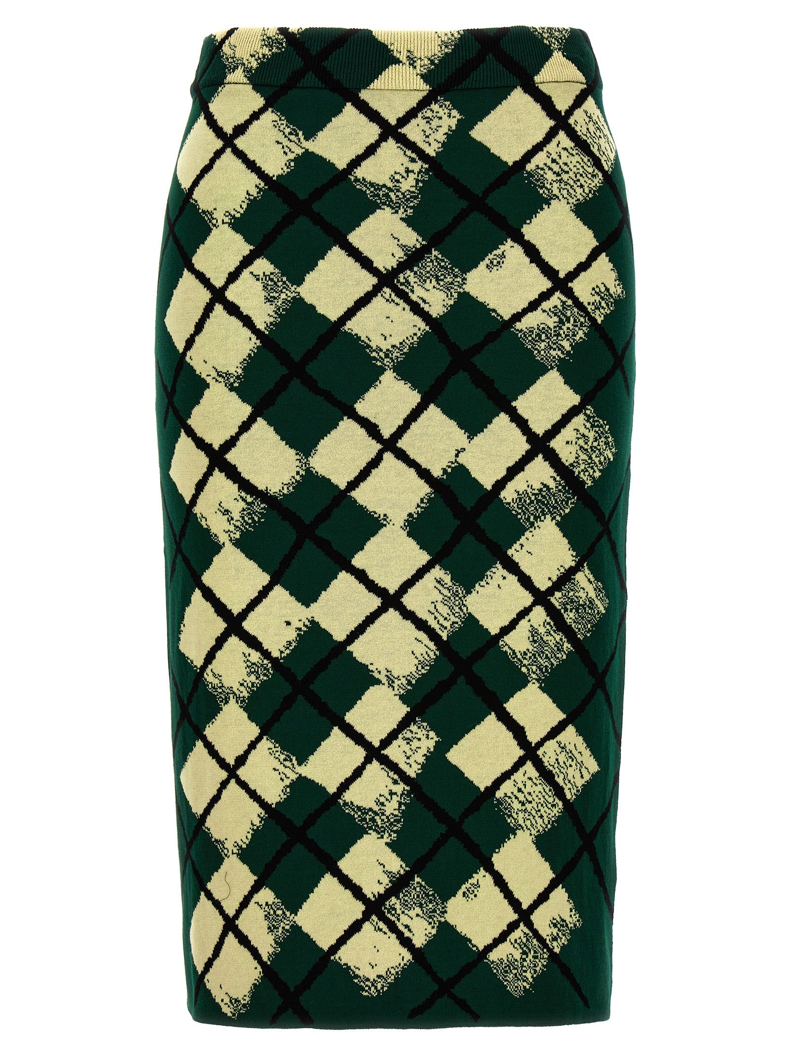 Burberry-Argyle Pattern Skirt Gonne Verde-Donna