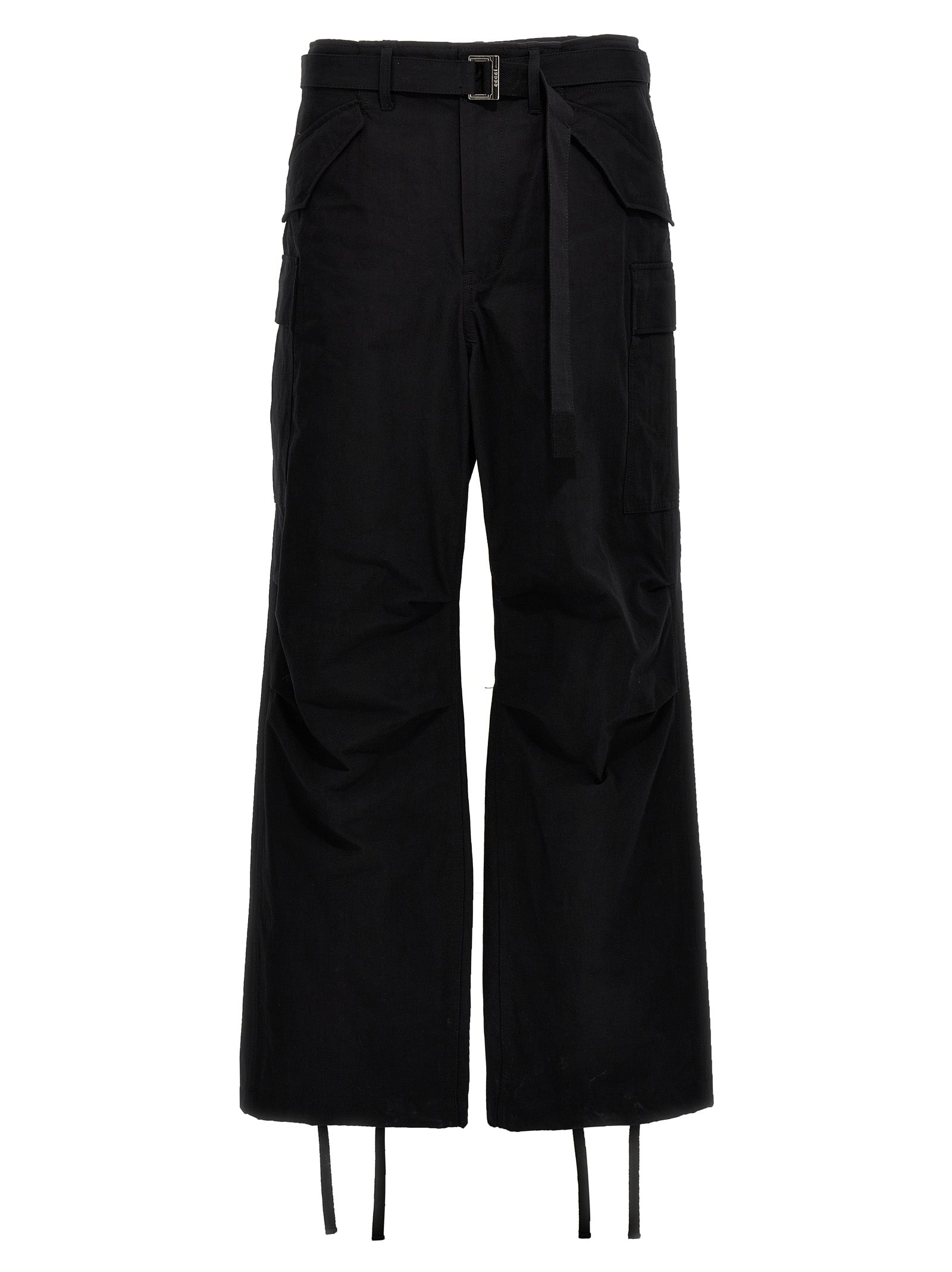 Sacai-Rip Stop Pantaloni Nero-Uomo