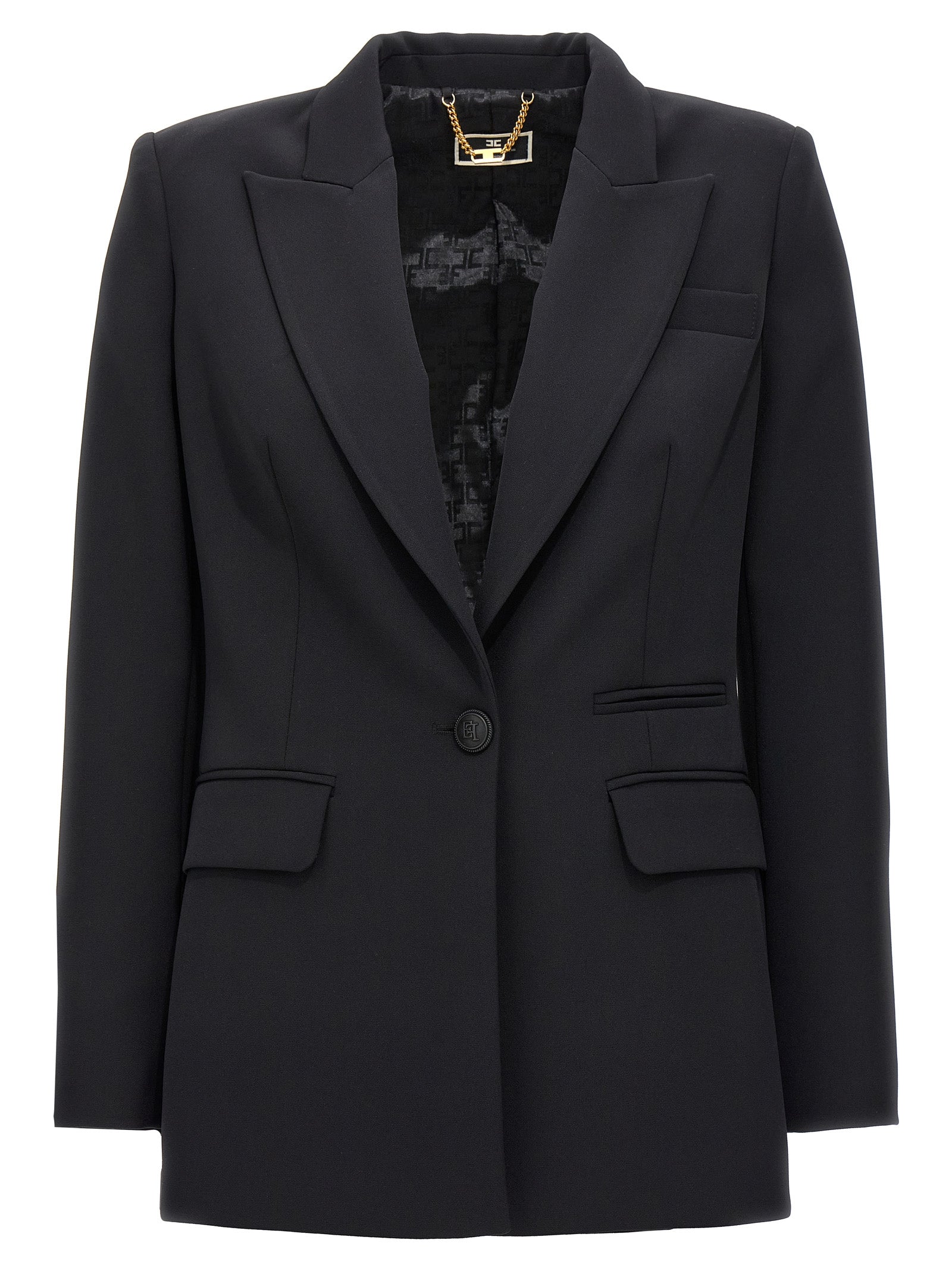 Elisabetta Franchi-Single-Breasted Blazer Blazer And Suits Nero-Donna