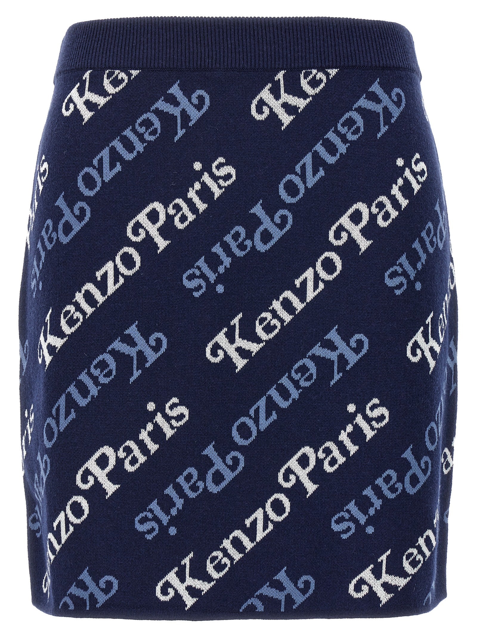 Kenzo-All Over Logo Skirt Gonne Blu-Donna