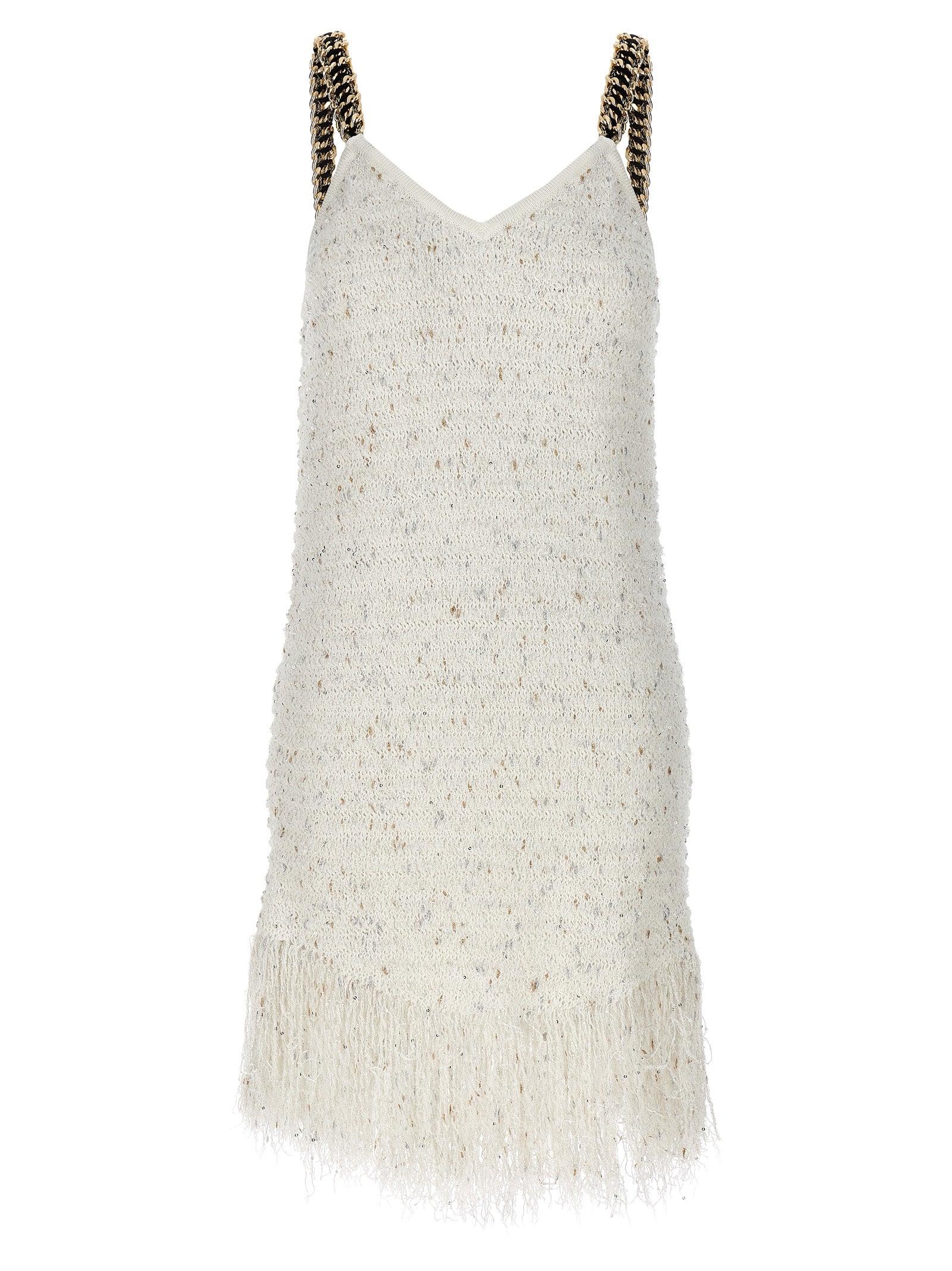 Balmain-Fringed Tweed Abiti Bianco-Donna