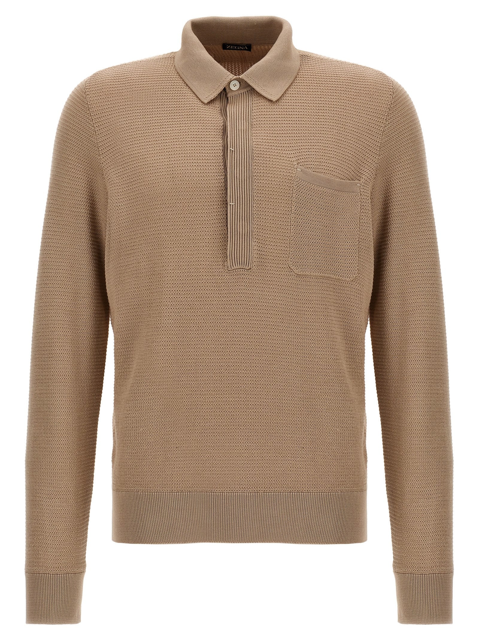 Zegna-Knitted Shirt Polo Beige-Uomo