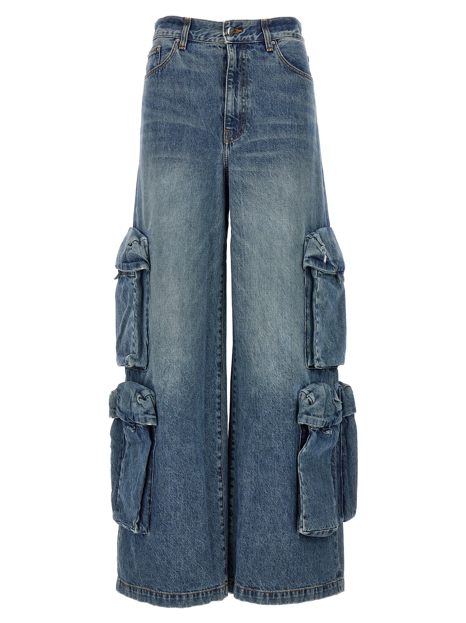 Amiri-Baggy Cargo Jeans Blu-Donna