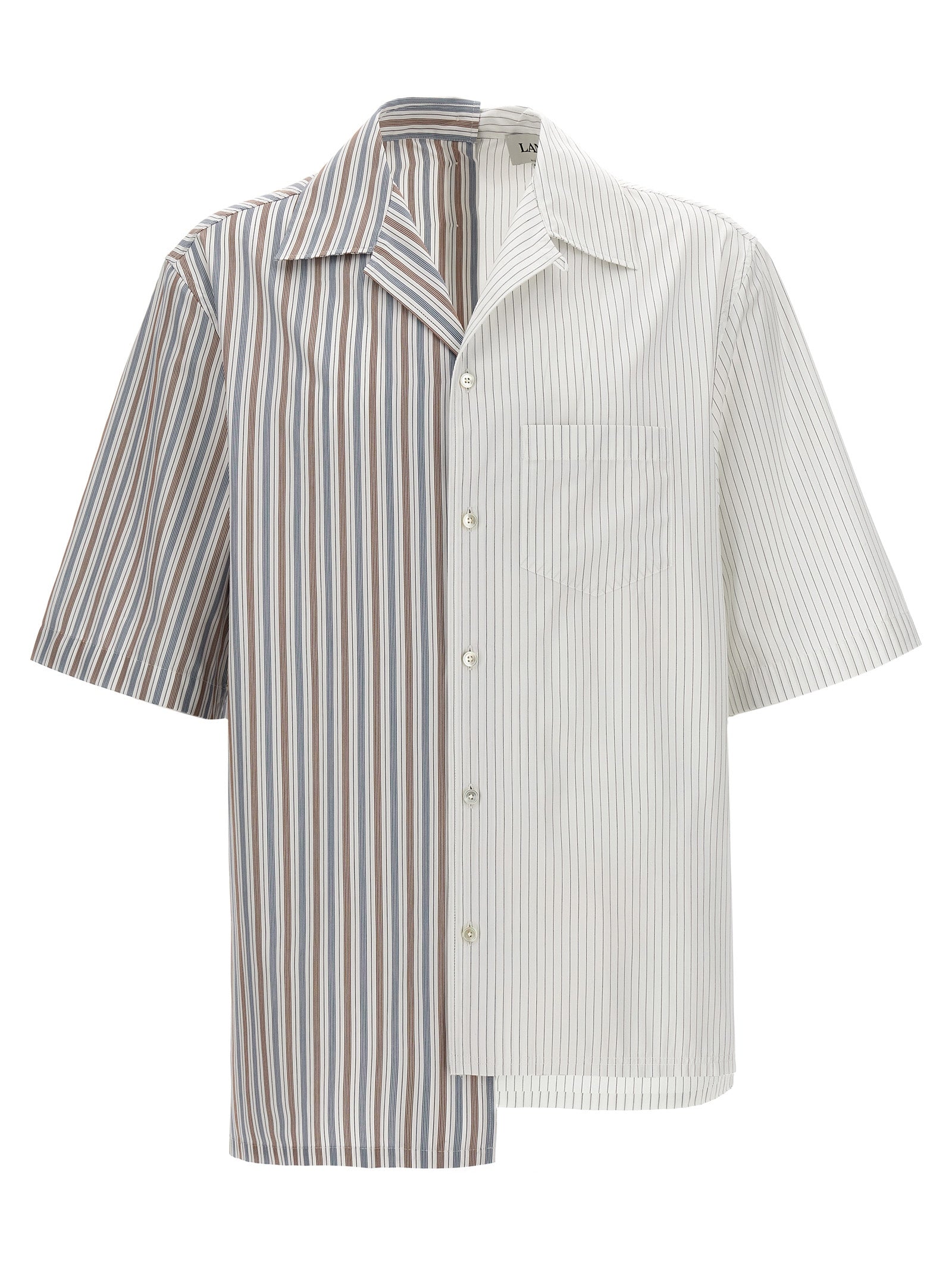 Lanvin-Asymmetric Striped Shirt Camicie Multicolor-Uomo