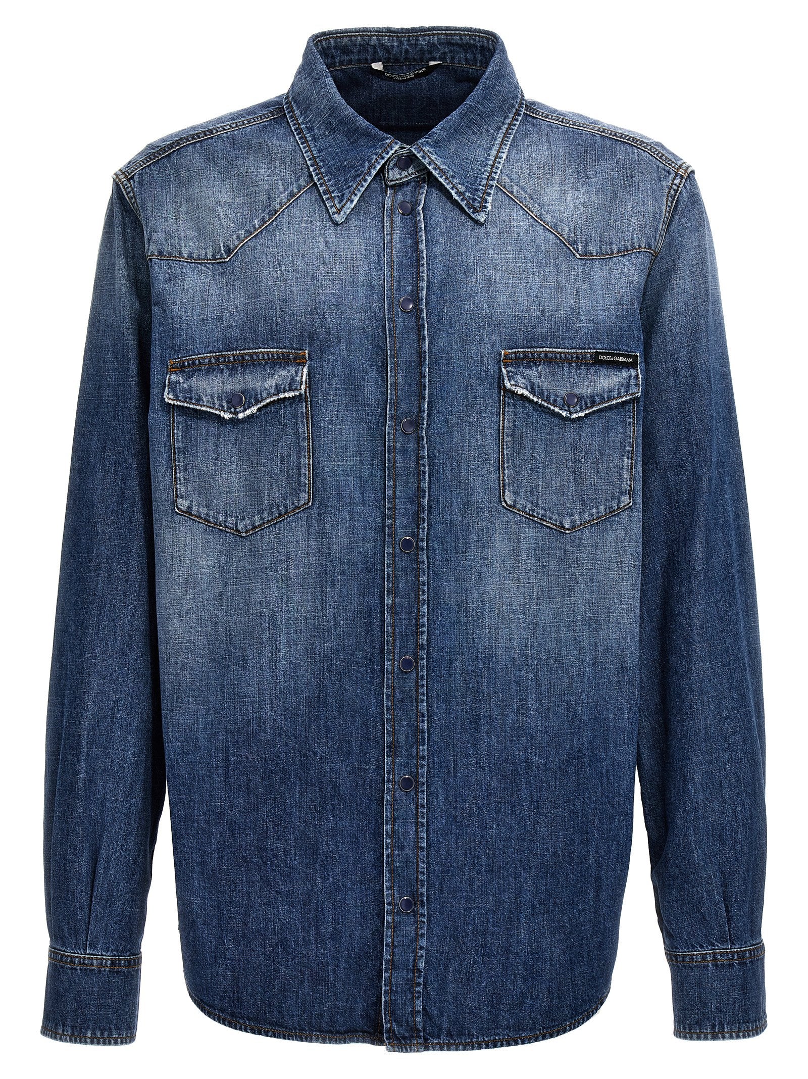 Dolce & Gabbana-Denim Shirt Camicie Celeste-Uomo